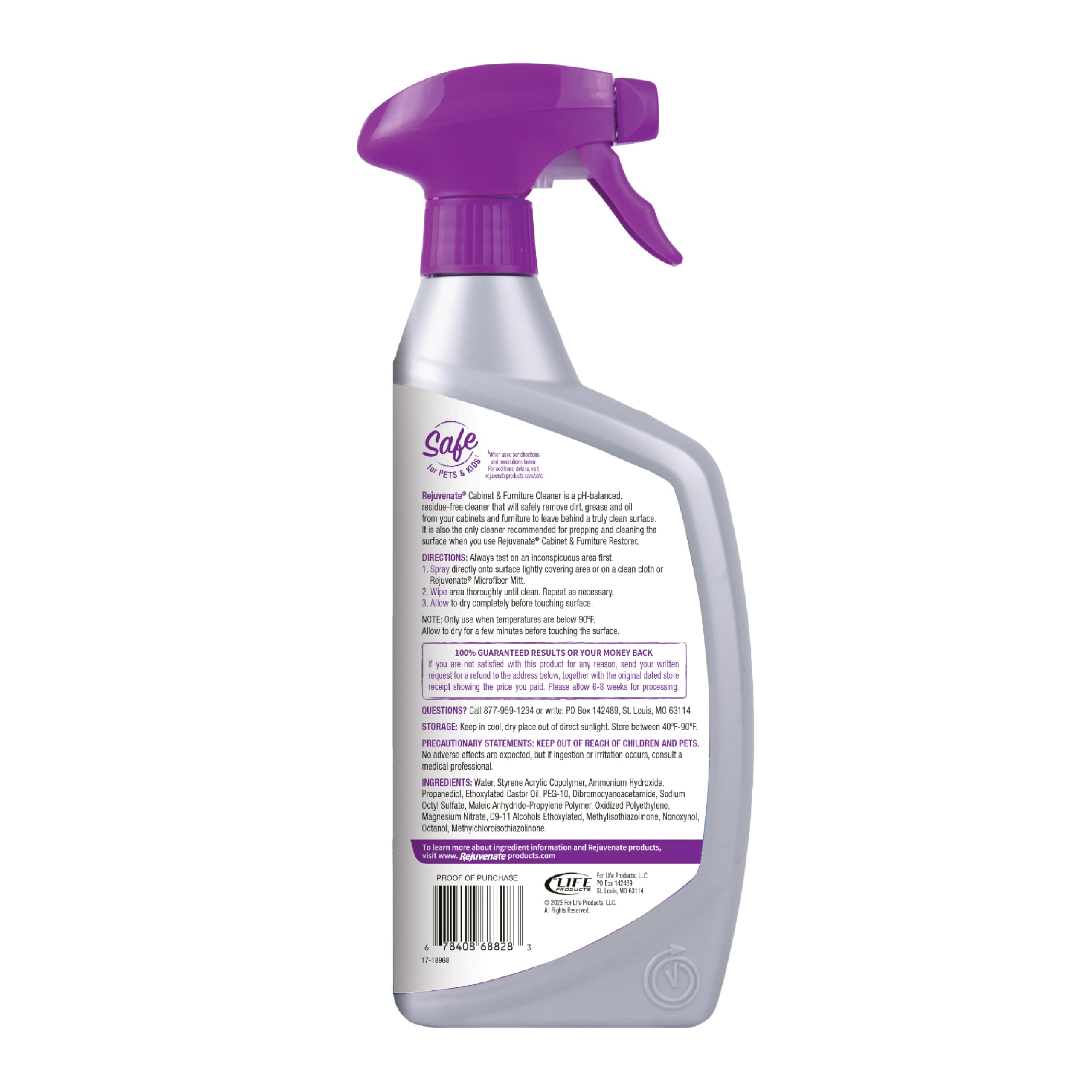 Rejuvenate Cabinet & Furniture Cleaner – 24 oz | Removes Dirt, Grime & Grease | Restores Shine | Safe for Wood, Laminate & More | Perfect for Kitchen Cabinets, Tables & Home Furniture