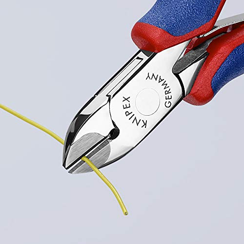 KNIPEX Electronics Diagonal Cutters with Carbide Metal Cutting Edges - Precision Wire Cutters for Electronics, DIY & Electrical Work - Multi-Component (7702120H) - Ideal for Electricians, Technicians & Home Repair