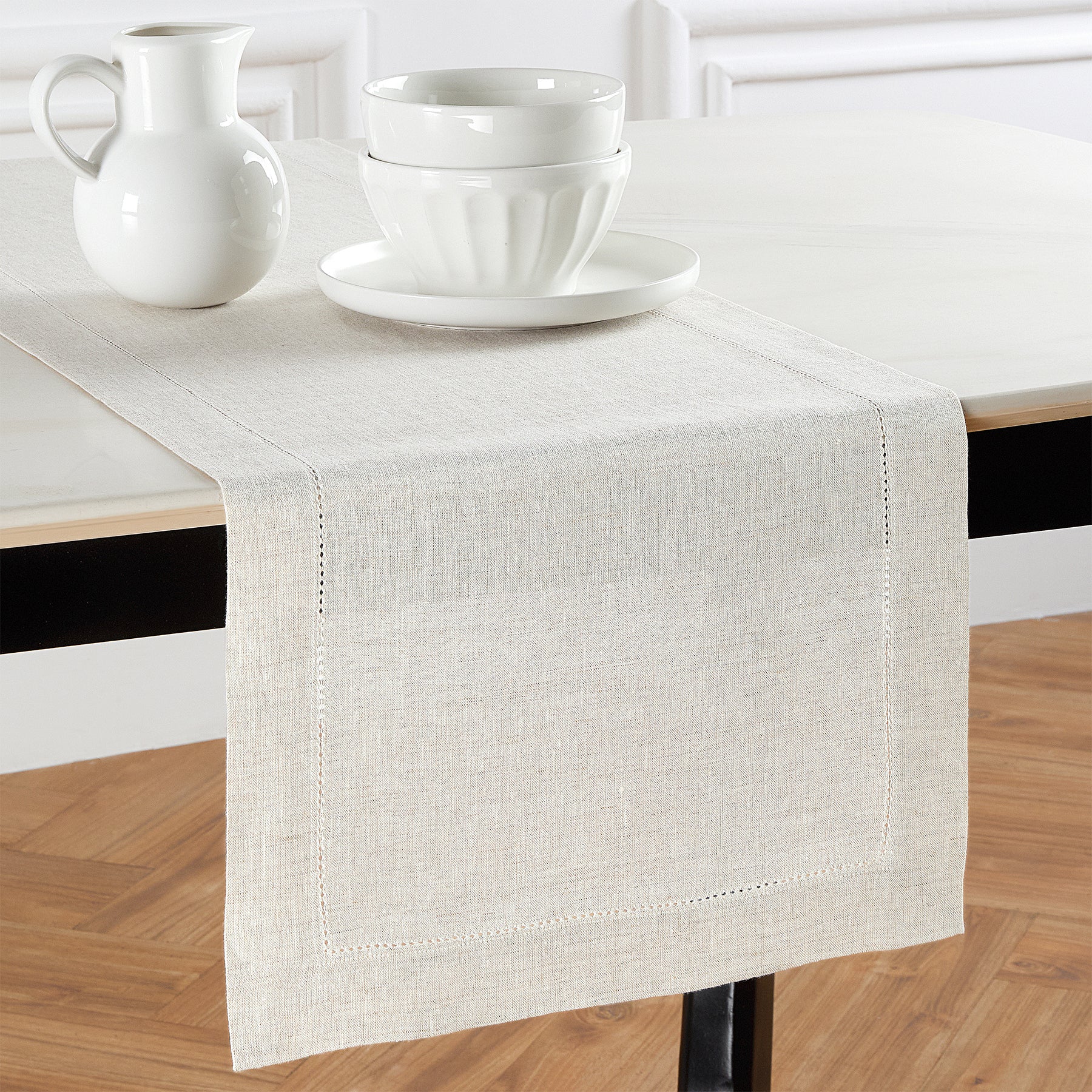 Sonoma Hemstitch Table Runner - Elegant Linen Table Decor for Dining & Special Occasions | Perfect for Weddings, Holidays & Home Decor