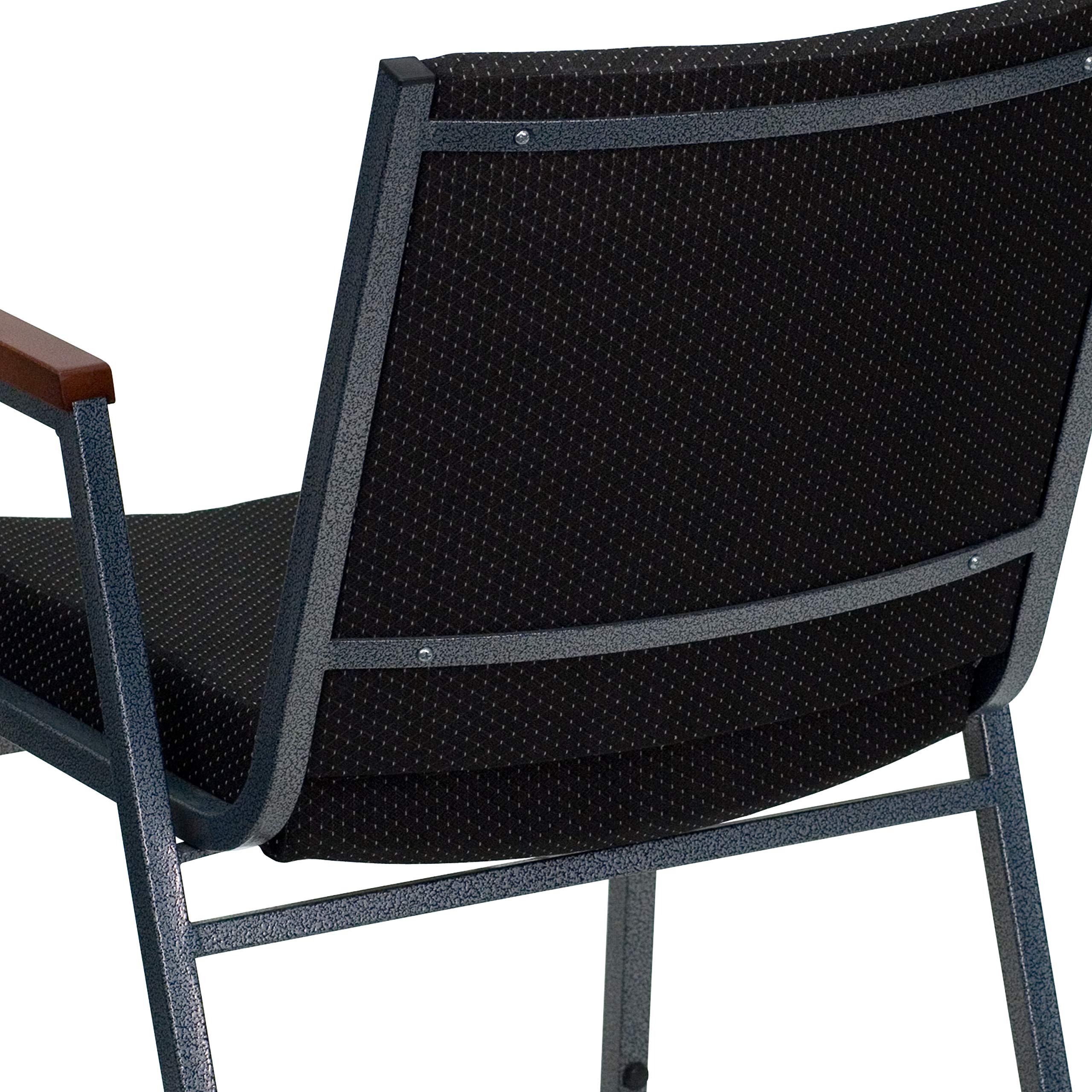 4 Pack Heavy Duty Black Dot Fabric Stackable Chairs with Arms - Sturdy Reception & Conference Room Seating for Offices, Events, and Waiting Areas