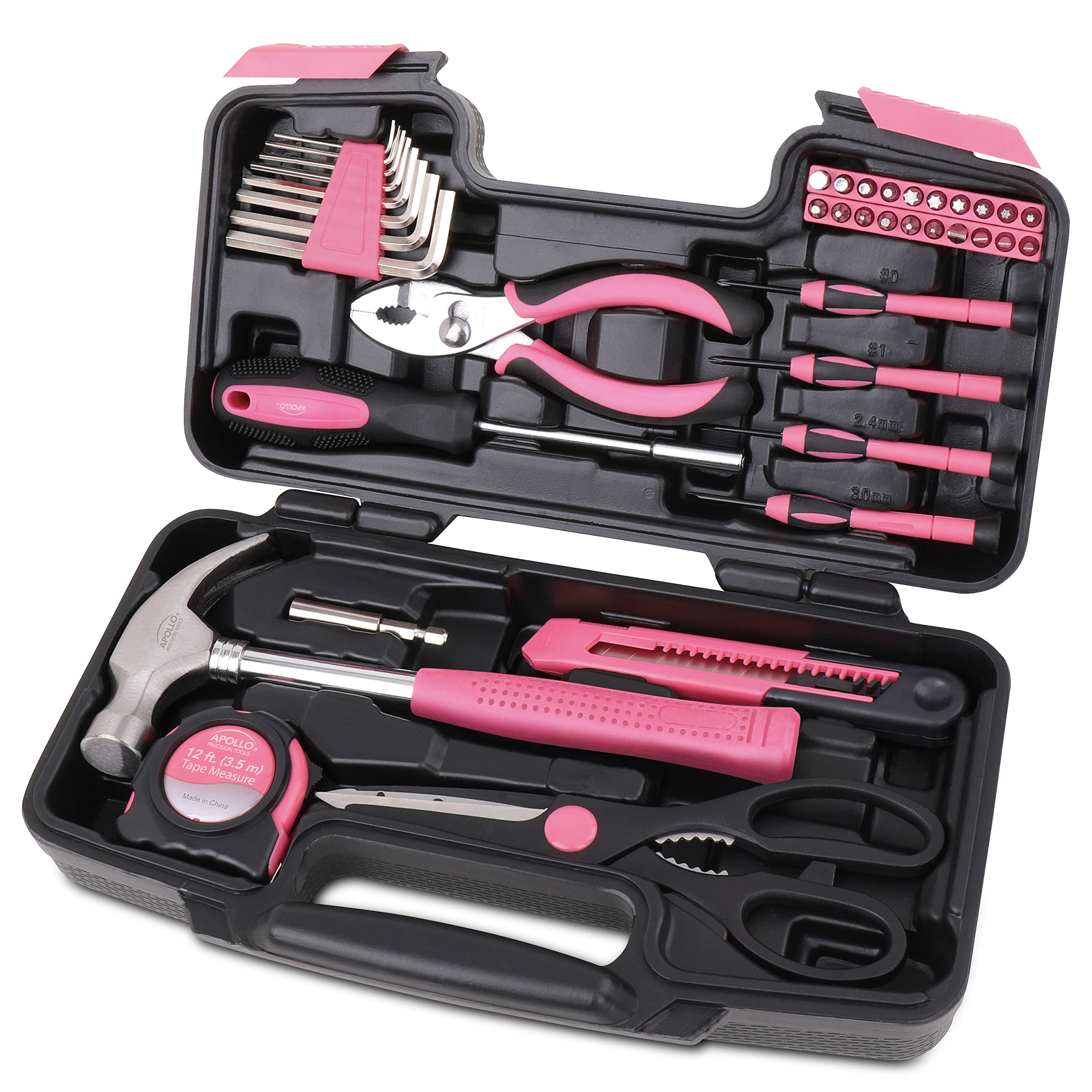 Apollo Tools 39-Piece Household Tool Set with Toolbox - Essential Hand Tools for Home Repairs, DIY Projects & Emergency Fixes | Perfect for Plumbing, Furniture Assembly & Car Maintenance