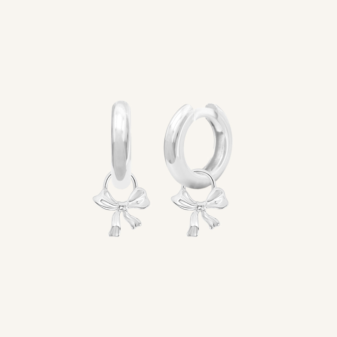 Fusion Bow Plain Charm Hoops - Elegant Dainty Earrings for Women, Minimalist Jewelry Gift for Her - Perfect for Everyday Wear, Parties & Special Occasions