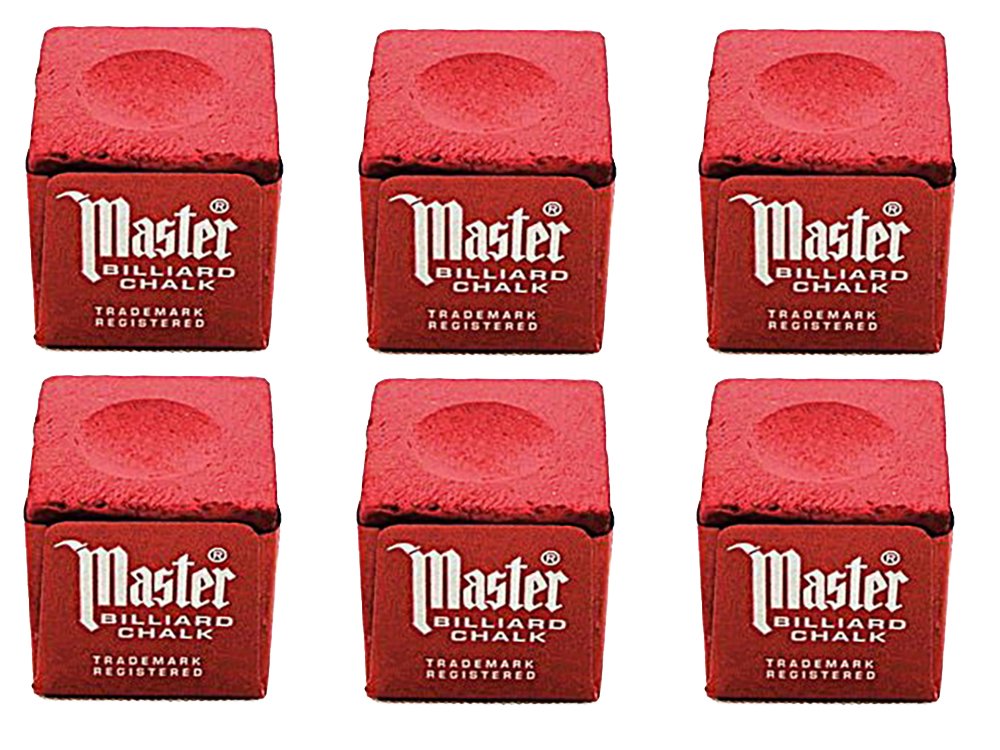 Premium Set of 6 Red Billiard Pool Cue Chalk Cubes - High Grip for Smooth Shots - Perfect for Pool Halls, Home Game Rooms & Professional Tournaments