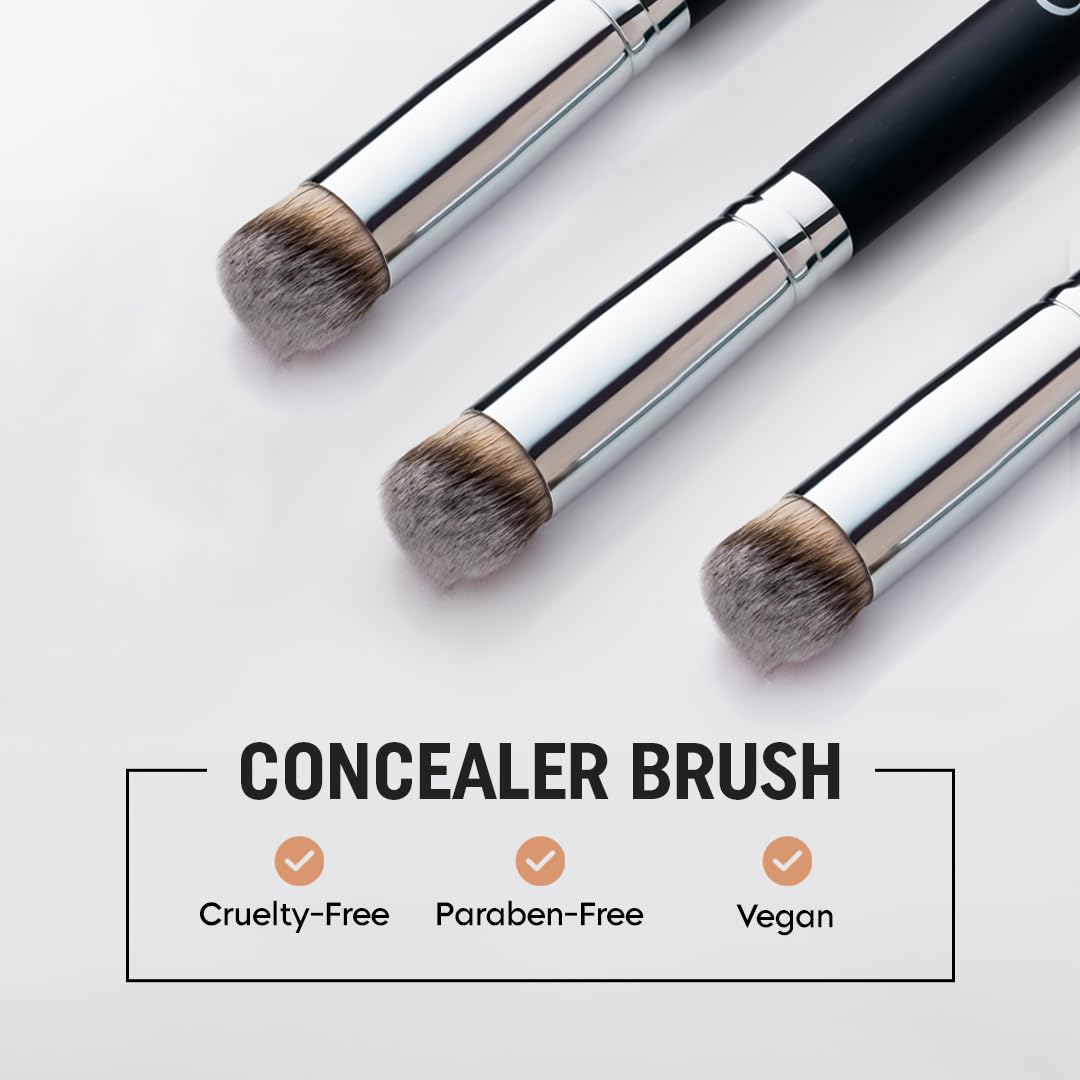Gleva Angle Flat Small Concealer Brush - Synthetic Nose Contour Brush for Bronzer & Eye Cream | Perfect for Makeup Application & Blending