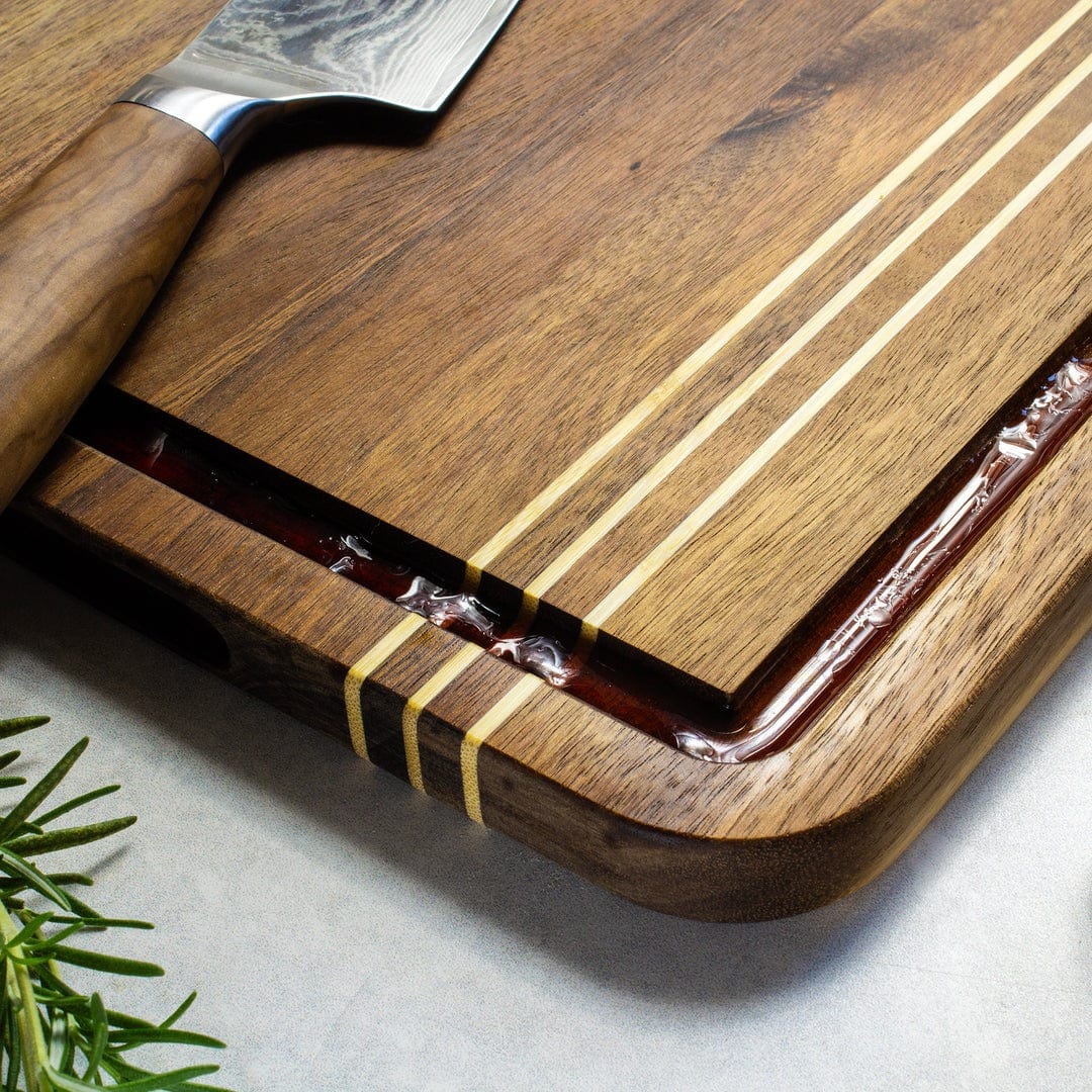 Totally Bamboo Acacia Pinstripe Cutting Board with Juice Groove - 14x11 Inch Kitchen Chopping Board for Meat, Vegetables & Fruits - Perfect for Home Cooking & Food Prep