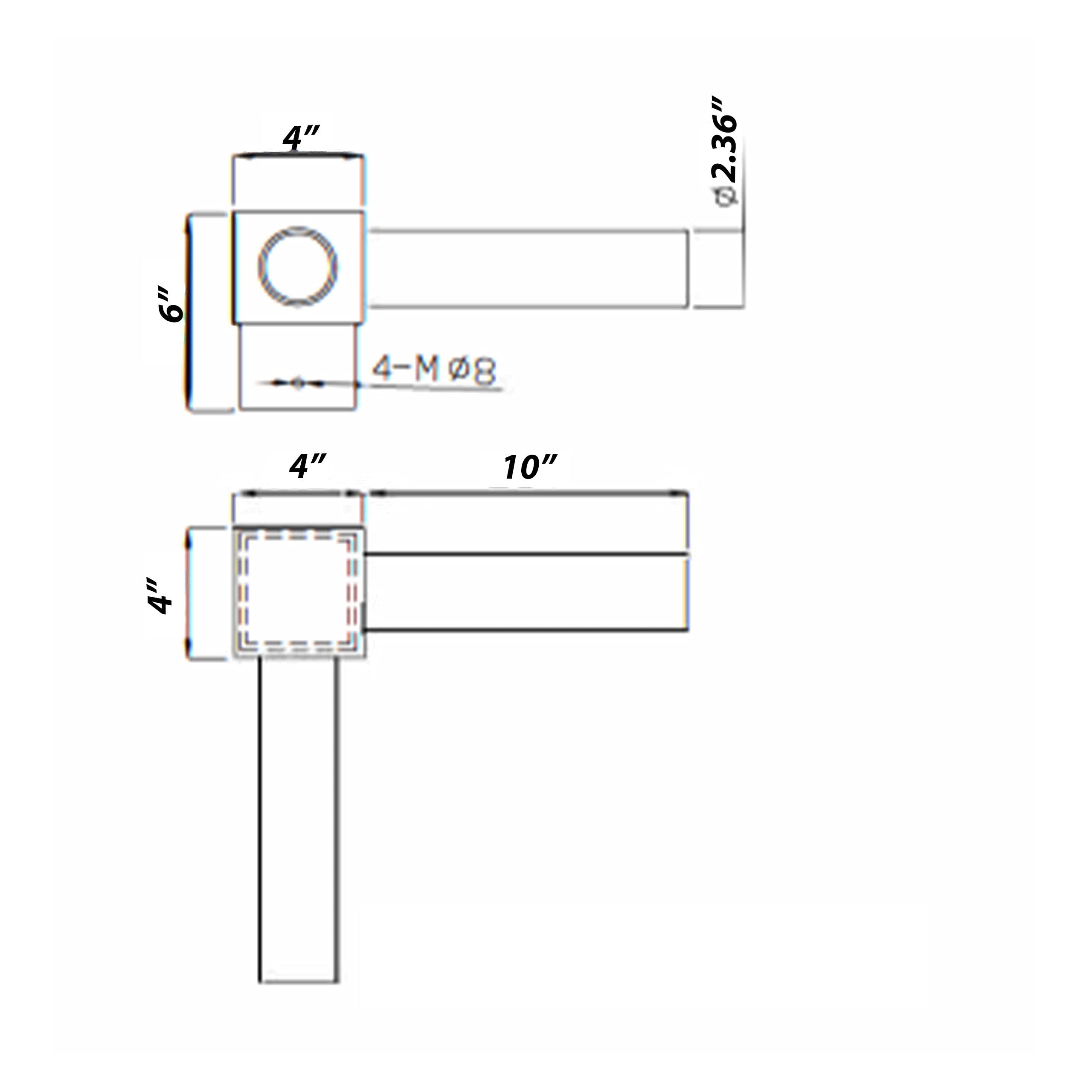 Heavy Duty 90 Degree Double Spoke Arm Bracket with 2 Light Horizontal Tenon Adaptor - Square Pole Mount for Outdoor Shoebox Lights, Parking Lot Lighting, Street Lights & Area Lights | Durable Construction for Harsh Weather Conditions
