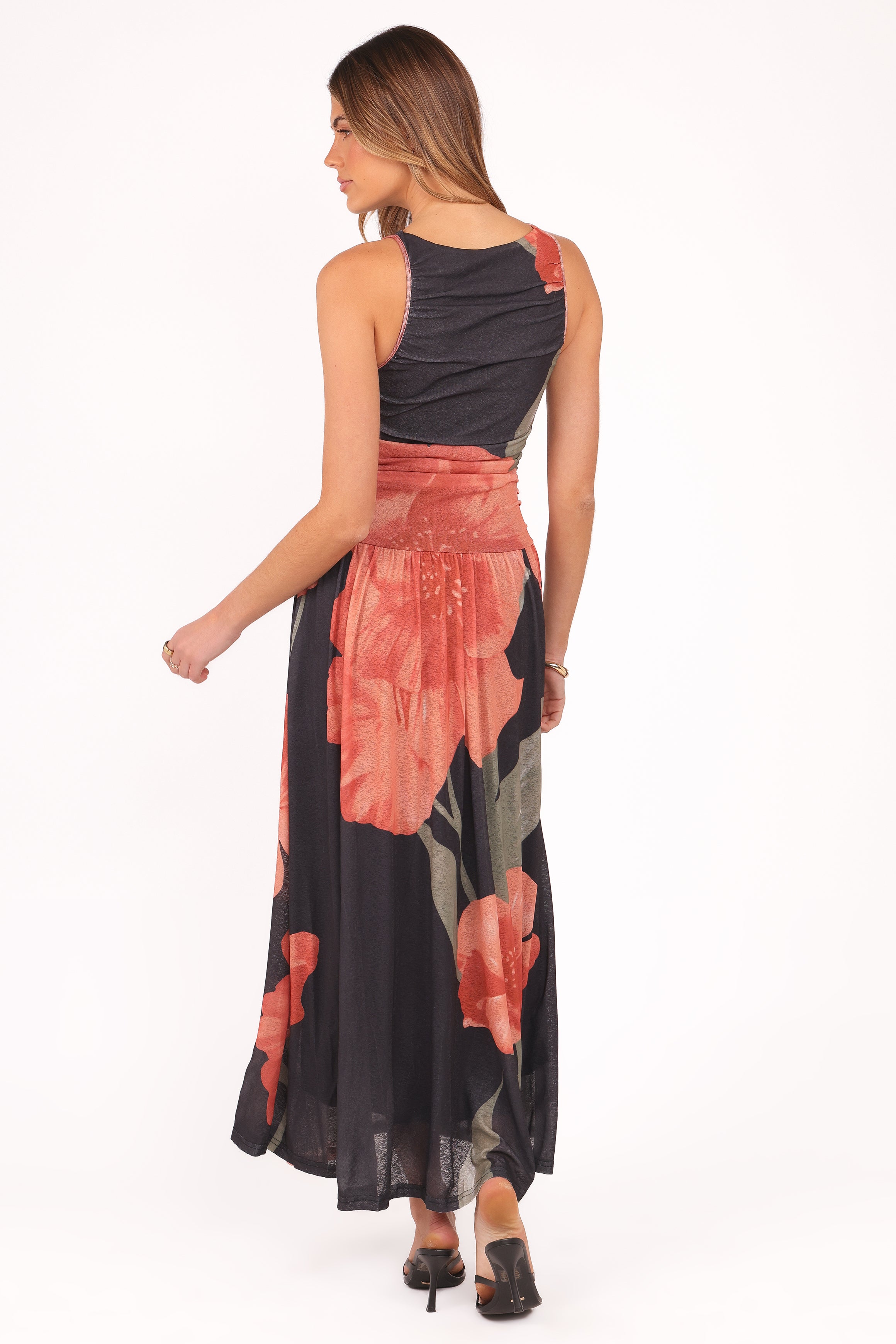 Carlin Midi Dress - Black Floral Print Women's Summer Dress | Elegant Casual Wear for Parties, Weddings & Date Nights