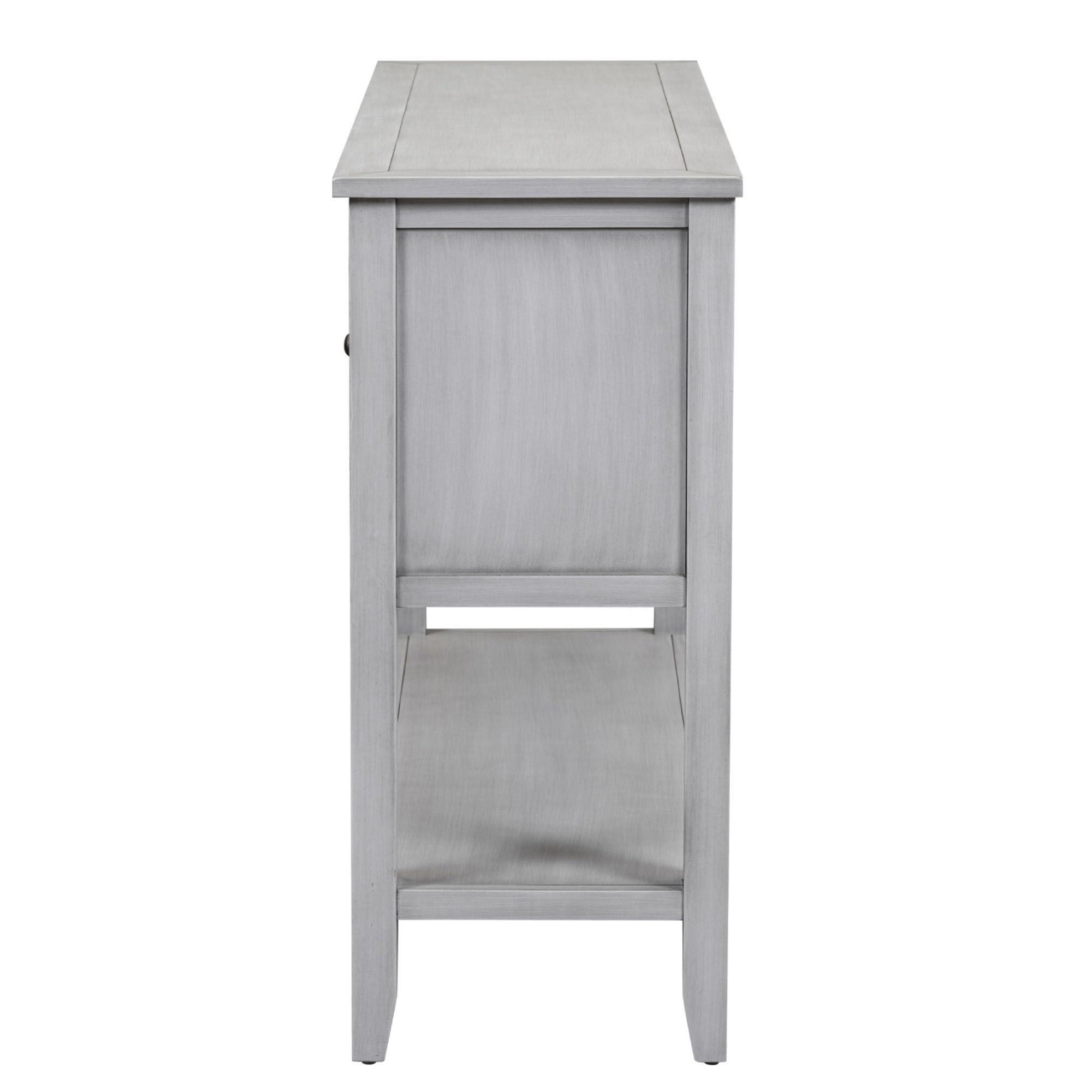P PURLOVE Antique Grey Console Table with Storage Drawers & Bottom Shelf - Entryway Sofa Table, Buffet Sideboard for Living Room, Hallway & Dining Room Storage Solution
