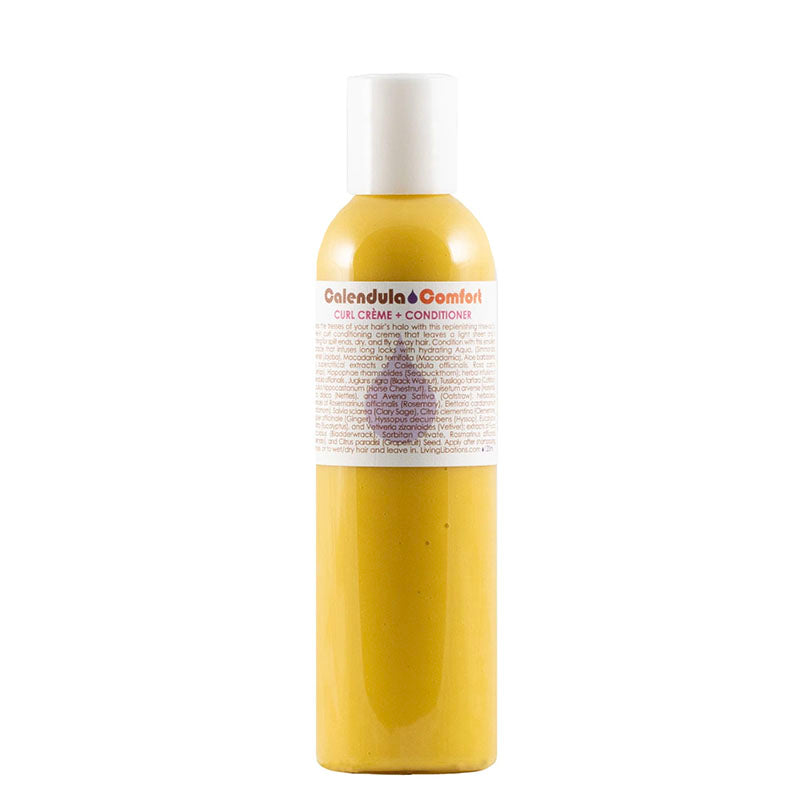 Living Libations Calendula Comfort Curl Crème & Conditioner for Natural Hair - Hydrating & Defining Curly Hair Care for Daily Use at Home or Salon