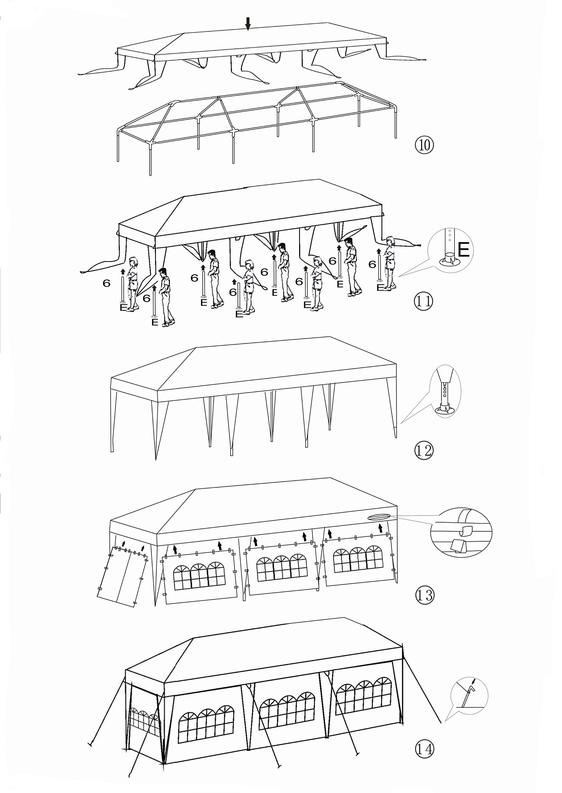 10'x30' Waterproof Outdoor Gazebo Canopy Tent with Removable Side Walls & Spiral Tubes - Perfect for Weddings, Parties, Camping, Market Stalls & Commercial Events (8-Sided Design with 2 Doors)