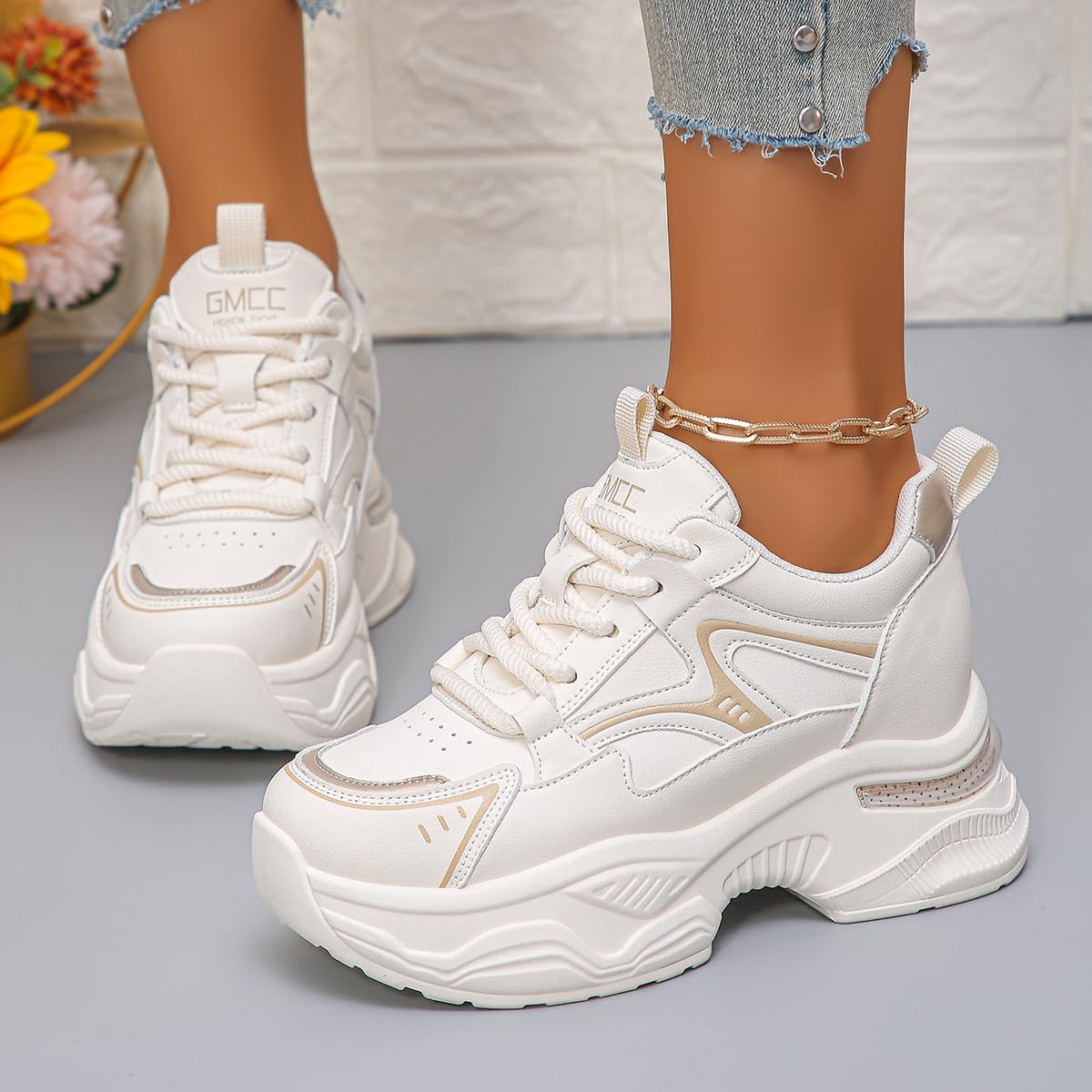 Women's Chunky Platform Sneakers 2024 | Trendy Leather Dad Shoes for Women | Comfortable & Stylish Walking Shoes for Casual Outfits & Streetwear Fashion
