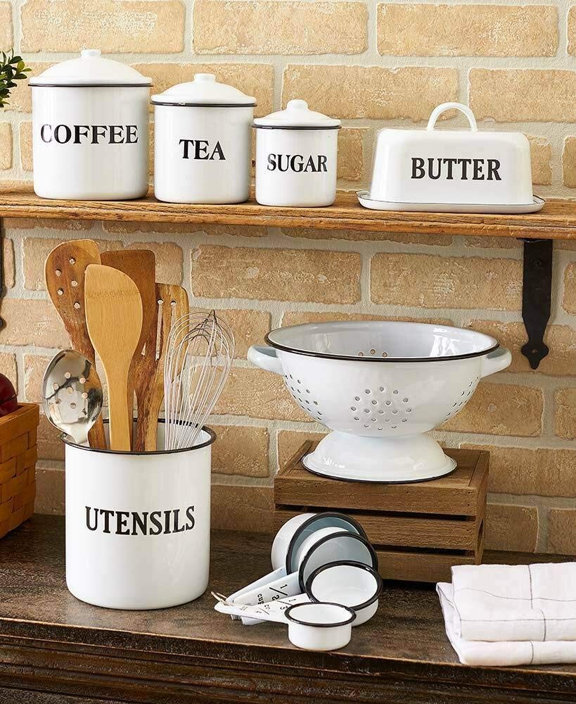11-Piece Complete Kitchen Colander & Utensil Set with Butter Dish, Canister, and Measuring Cups - Perfect for Cooking, Baking, and Food Storage