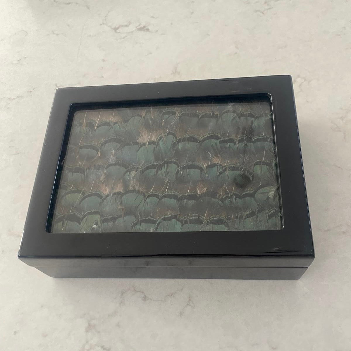 Green Pheasant Feather Card Box - Elegant Gift Box for Wedding Invitations, Greeting Cards & Party Favors | 20% Off Limited Time Offer