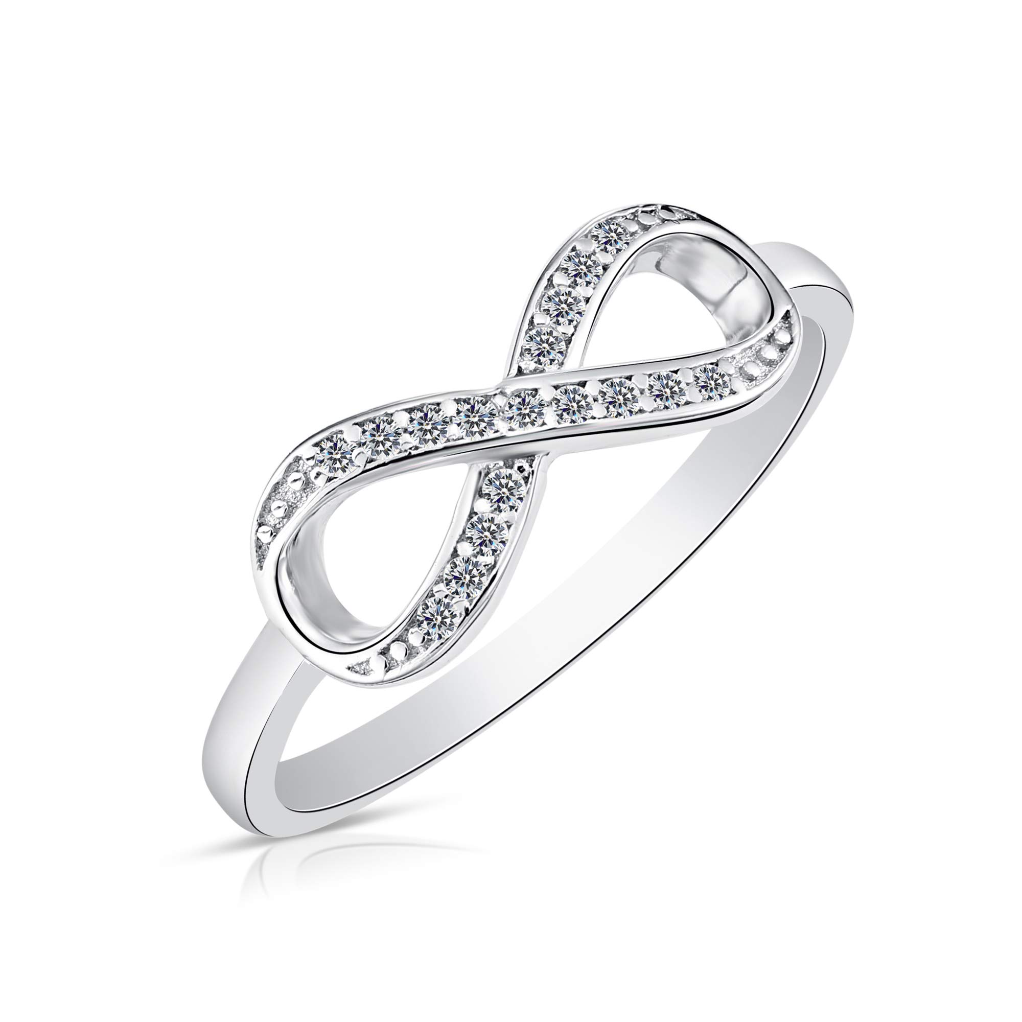 925 Sterling Silver Infinity Ring with CZ for Women - Elegant Gift for Her