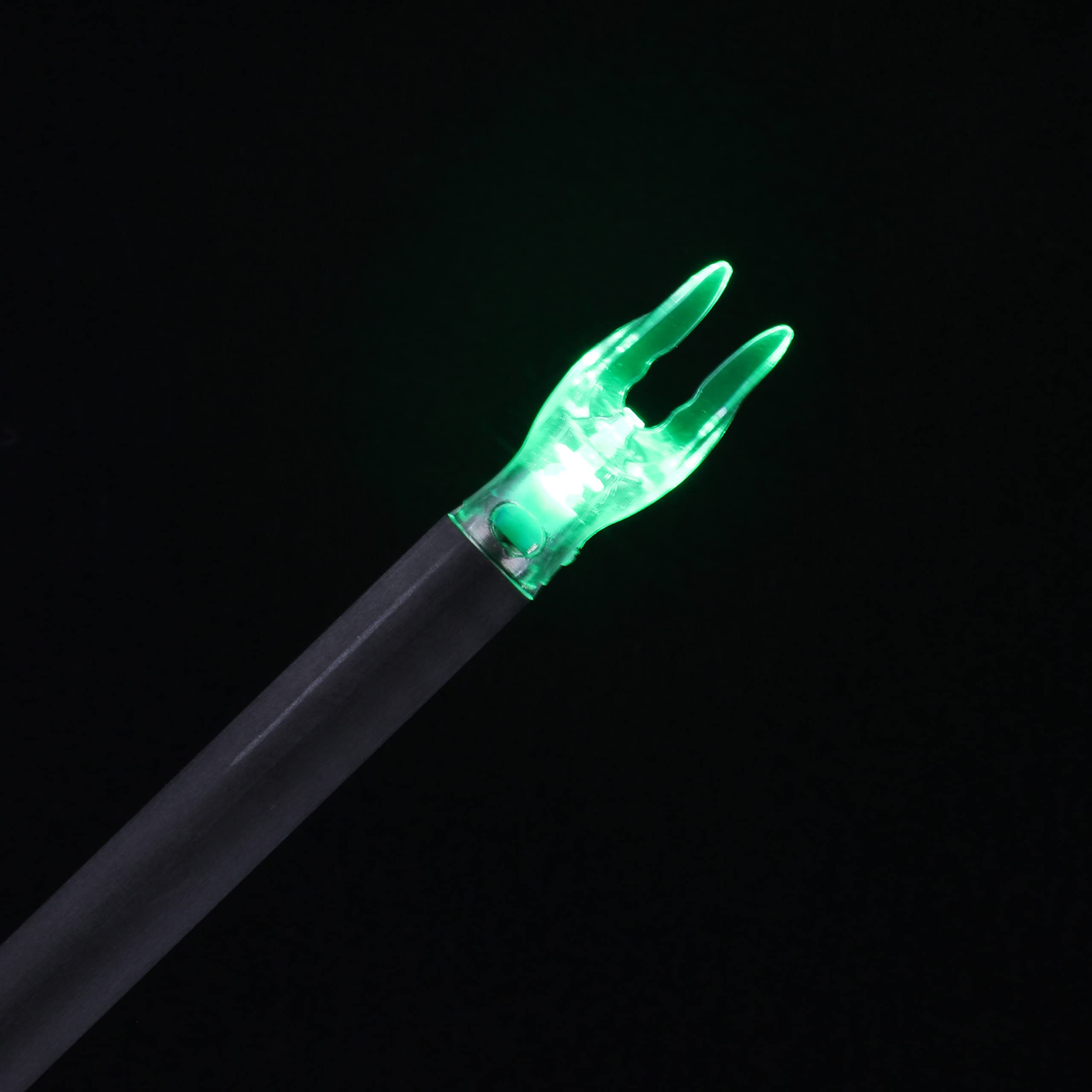 Green LED Lighted Archery Nock for Arrows - 6 Pack with Screwdriver - Fits .204