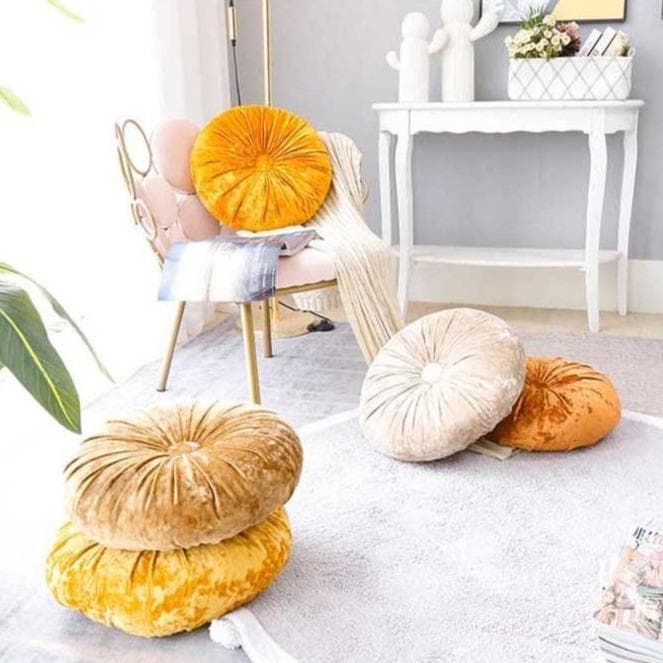 Luxury Crushed Velvet Round Pillow - Soft Decorative Throw Cushion for Sofa, Bed & Home Decor - Final Sale - Perfect for Living Room, Bedroom & Nursery Accents