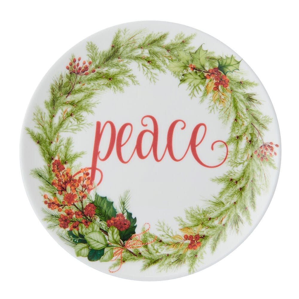 6-Piece Festive Appetizer Plate Set - Elegant Holiday Garland Design for Christmas Parties, Dinnerware & Entertaining