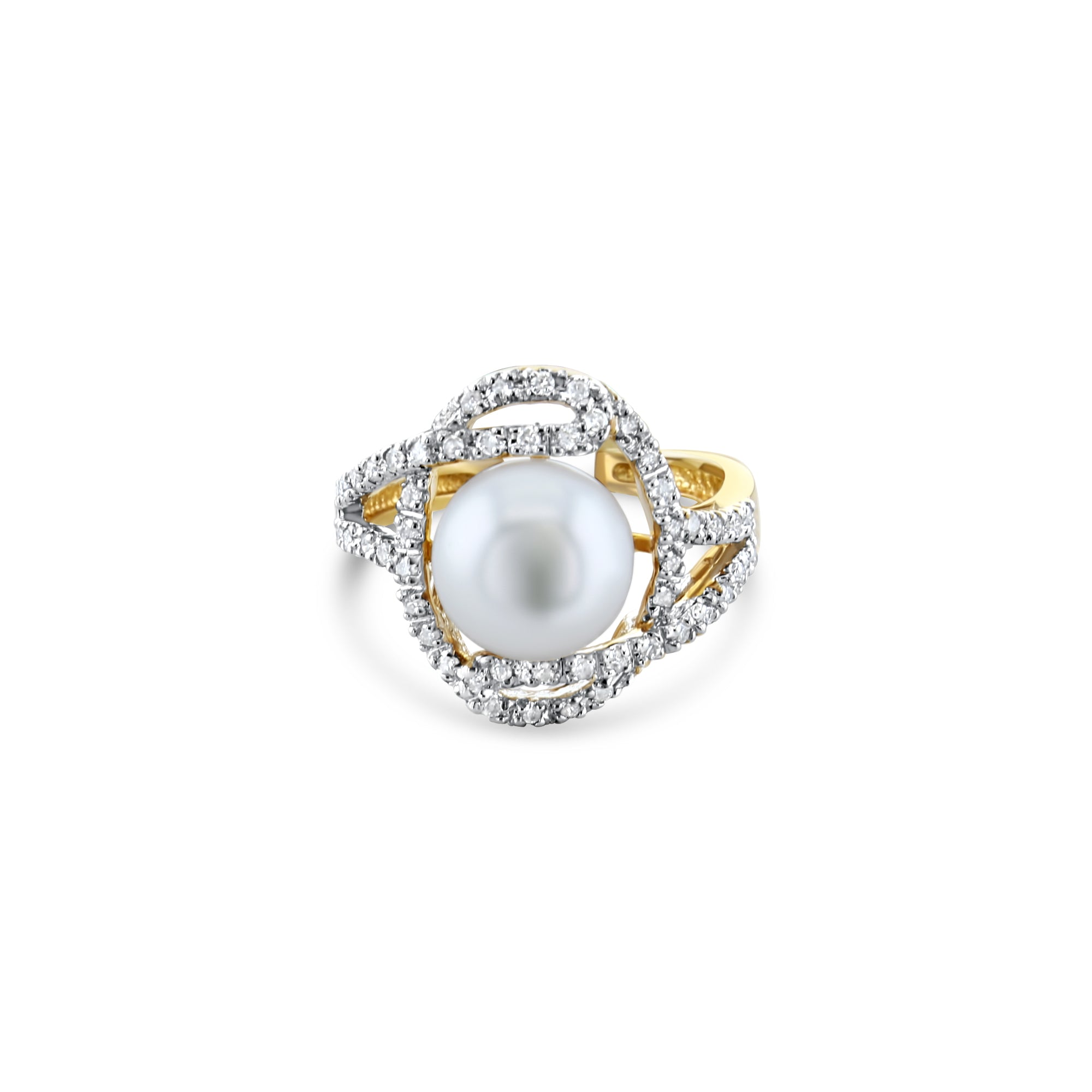 14K Yellow Gold Freshwater Pearl & Diamond Ring - 0.32cttw, Elegant Jewelry for Weddings, Anniversaries & Special Occasions