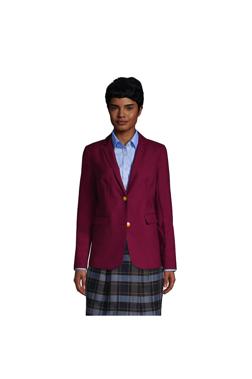 Lands' End Women's Hopsack Blazer - Classic School Uniform Jacket for Professional & Academic Wear | Office, Classroom & Formal Occasions