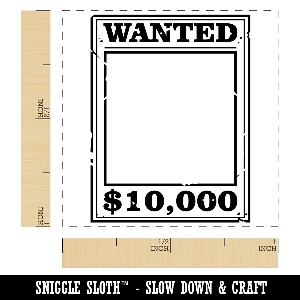 Old Western Wanted Poster Blank Self-Inking Rubber Stamp - 1 Inch Small Stamp with Red Ink - Perfect for Scrapbooking, DIY Crafts, and Vintage-Themed Projects