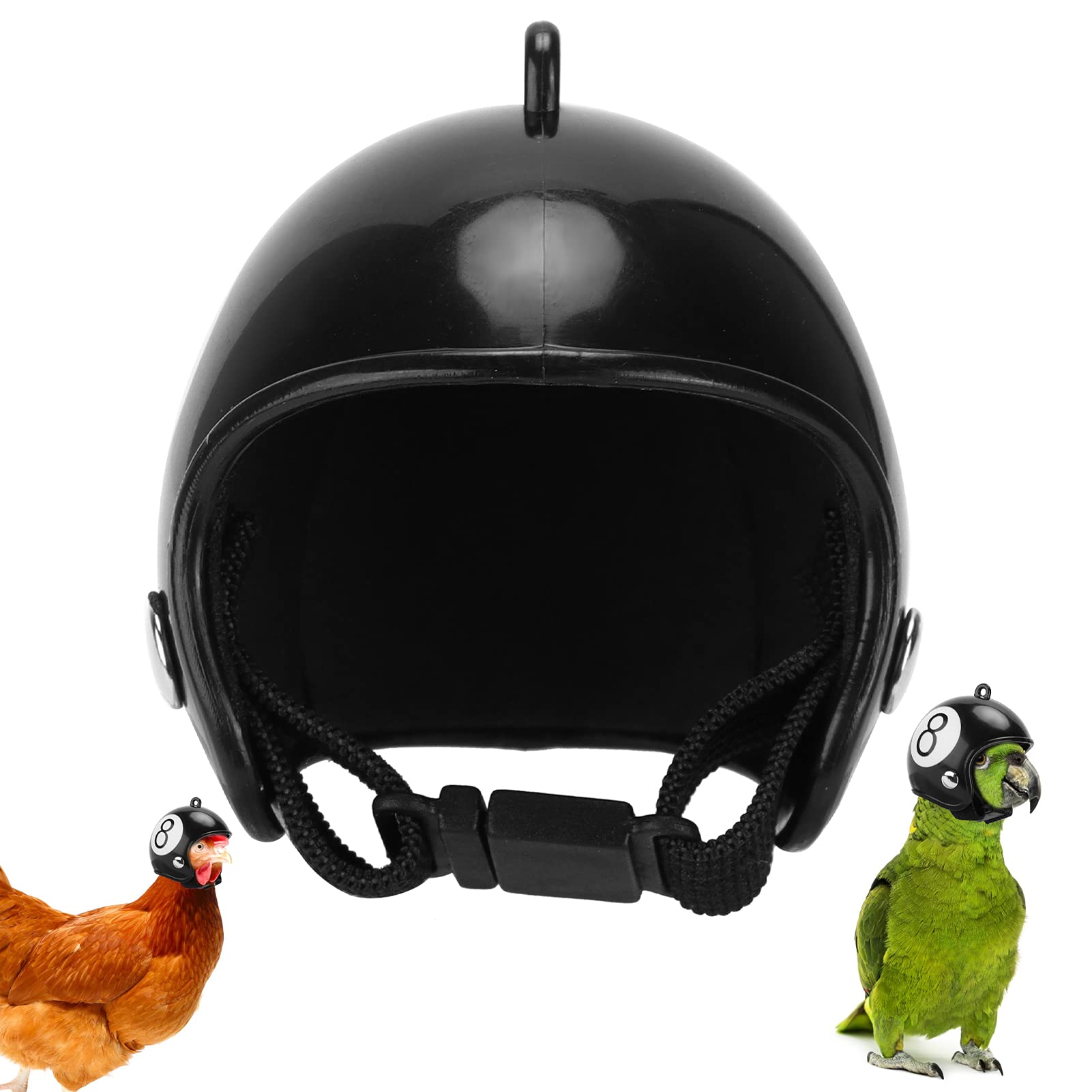 **Small Pet Safety Helmet for Chickens, Ducks & Poultry - Adjustable Bird Hat Headwear Costume Accessory (Black, Size 8) - Perfect for Farm, Backyard & Livestock Protection**