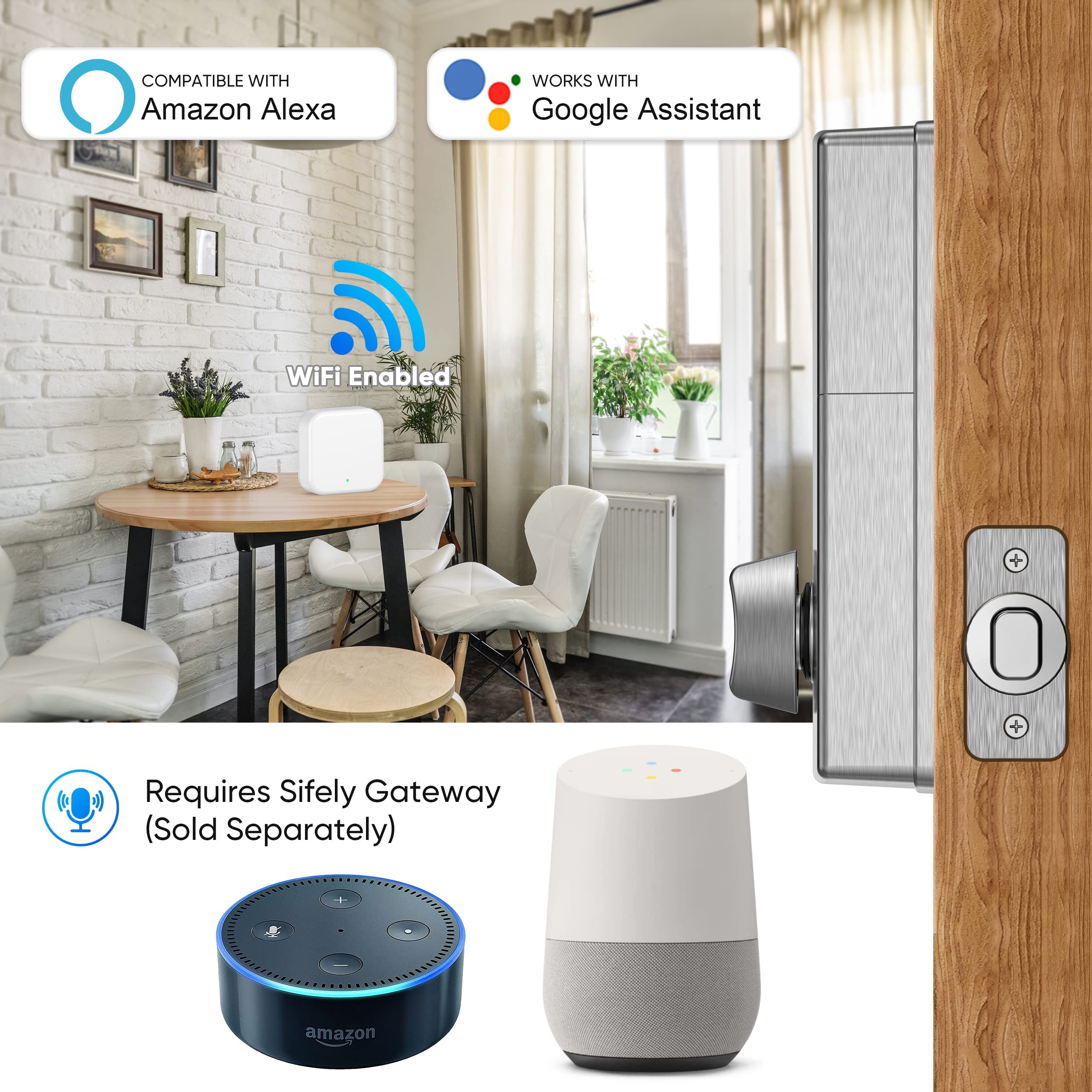 Sifely Smart Keyless Entry Deadbolt Lock - Digital Door Lock with Keypad & Fob Support - Secure Front Door Lock for Homes & Apartments - Ideal for Smart Home Security & Keyless Access