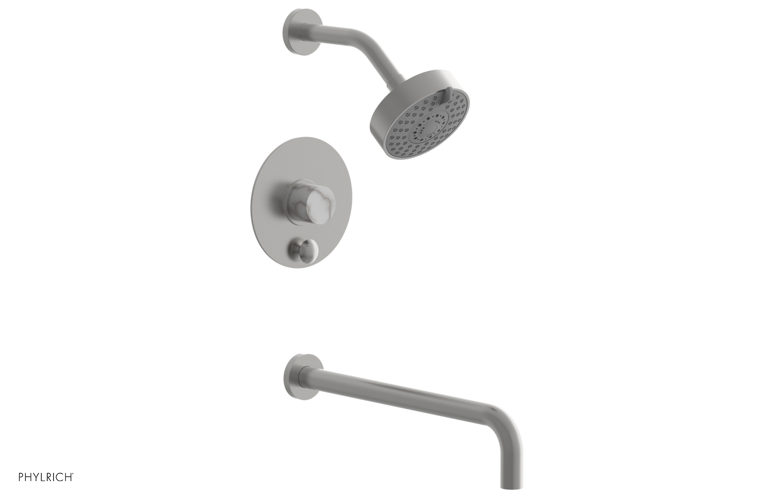 BASIC II 14 Pressure Balance Tub and Shower Faucet Set - White Marble Finish for Bathroom & Shower Installation (Model 230 28 14) | Perfect for Modern Home Renovation & Spa-Like Experience