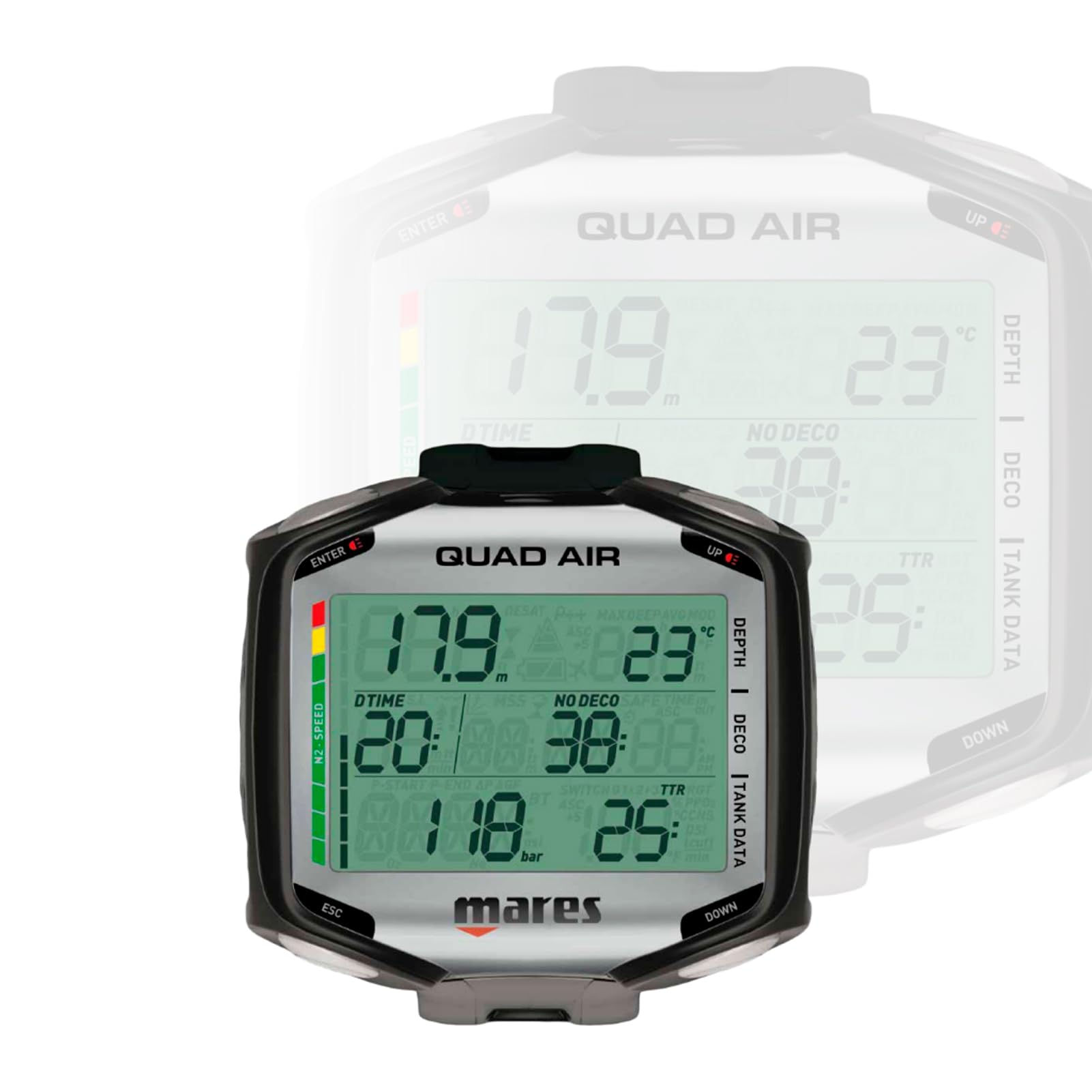 MARES Quad Air Smart Wrist Dive Computer for Scuba Diving - Black | Depth Gauge, Digital Compass & Nitrox Compatible | Perfect for Underwater Exploration & Professional Diving (Model 414169-BKBK)