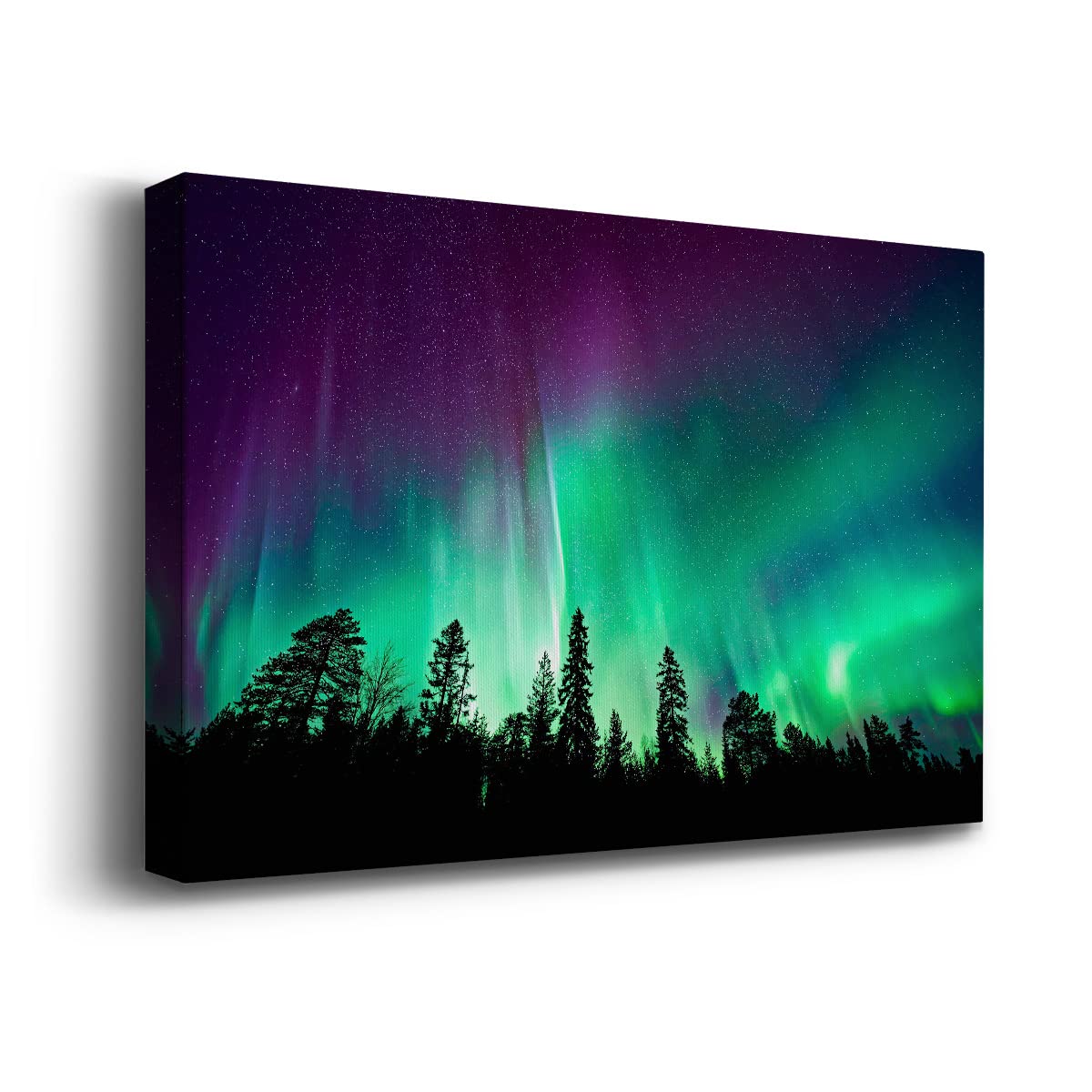 Northern Lights Wall Art - Aurora Borealis Landscape Print 18”x27” Wooden Framed Canvas - Nature Inspired Decor for Living Room, Bedroom, Office & Bathroom - Perfect for Home & Office Decoration, Gifts & Relaxation Spaces