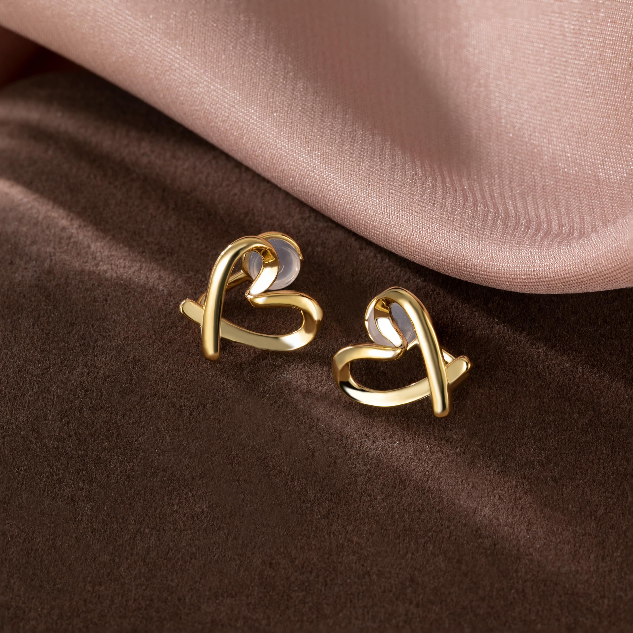 Reffeer Solid 925 Sterling Silver Clip On Heart Earrings for Women - No Piercing Love Heart Wrap Cuff Earrings - Perfect for Valentine's Day, Weddings & Date Nights