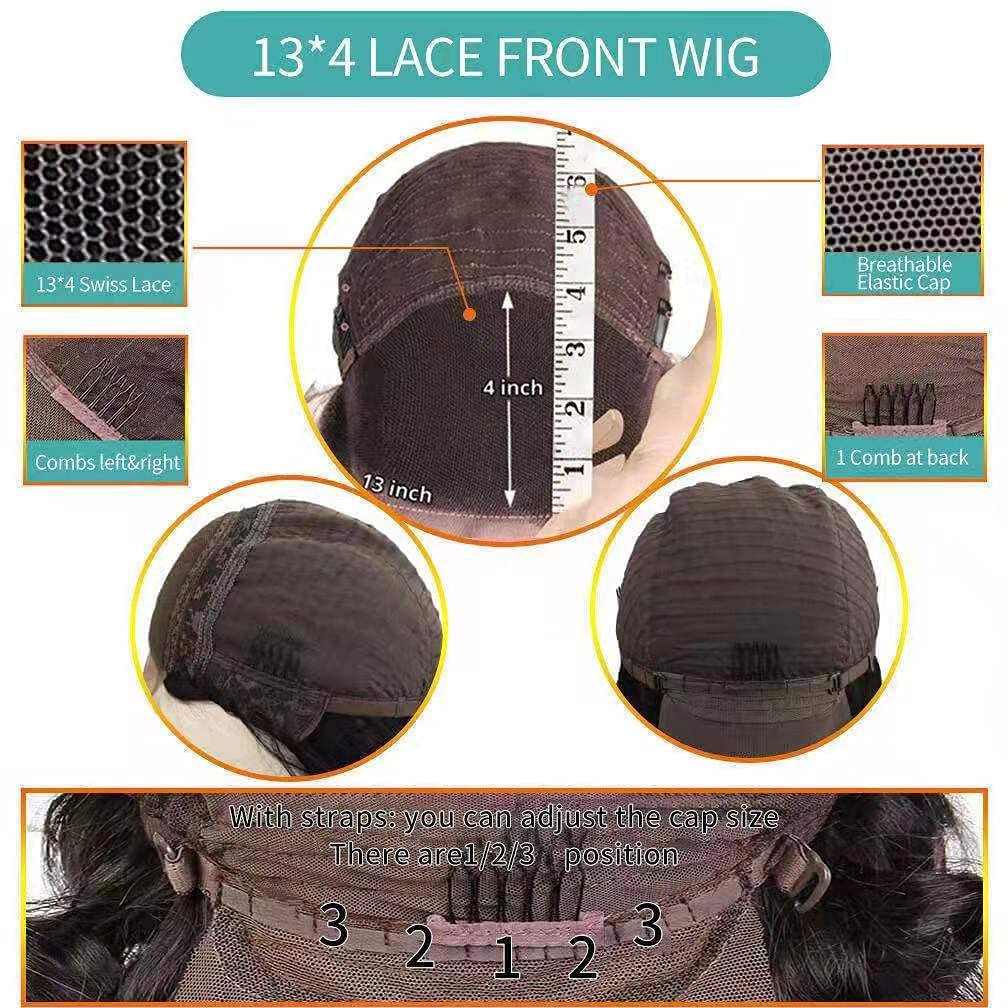 OCTSUN 13x4 Lace Front Human Hair Wigs for Black Women - Brazilian Virgin Body Wave Bob Wig with Pre-Plucked Hairline & Baby Hair | Natural Looking Short Bob Style for Daily Wear, Parties & Special Occasions