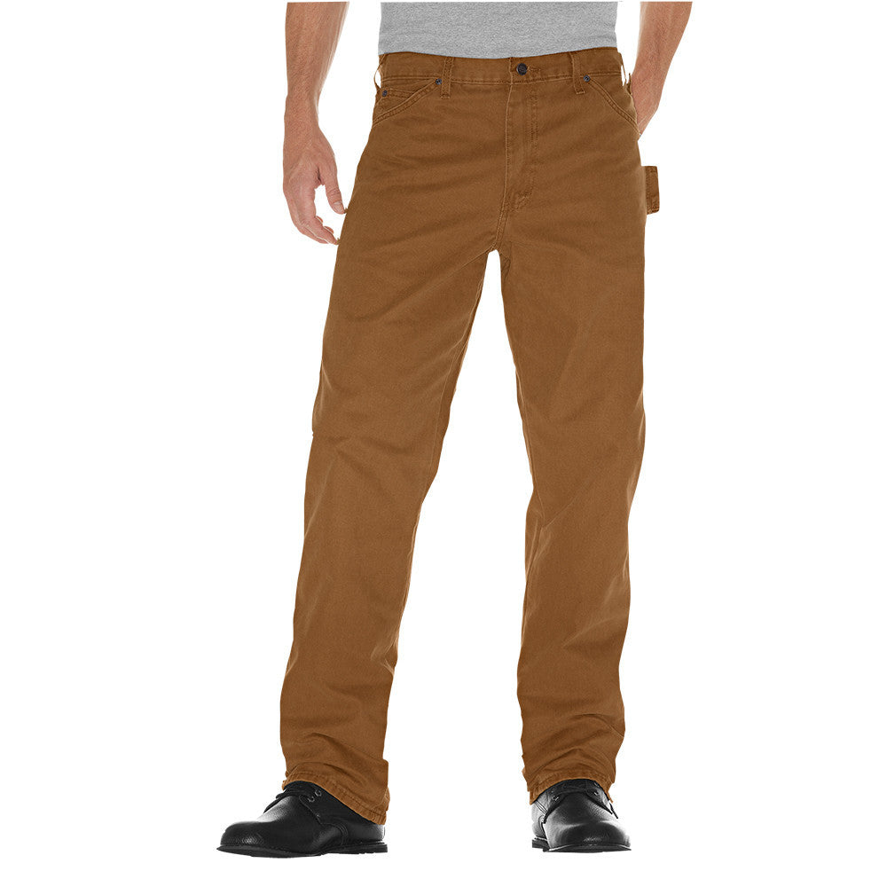 Dickies DU336 Sanded Duck Carpenter Work Pants - Durable Brown Duck Canvas Safety Workwear for Construction & DIY Projects