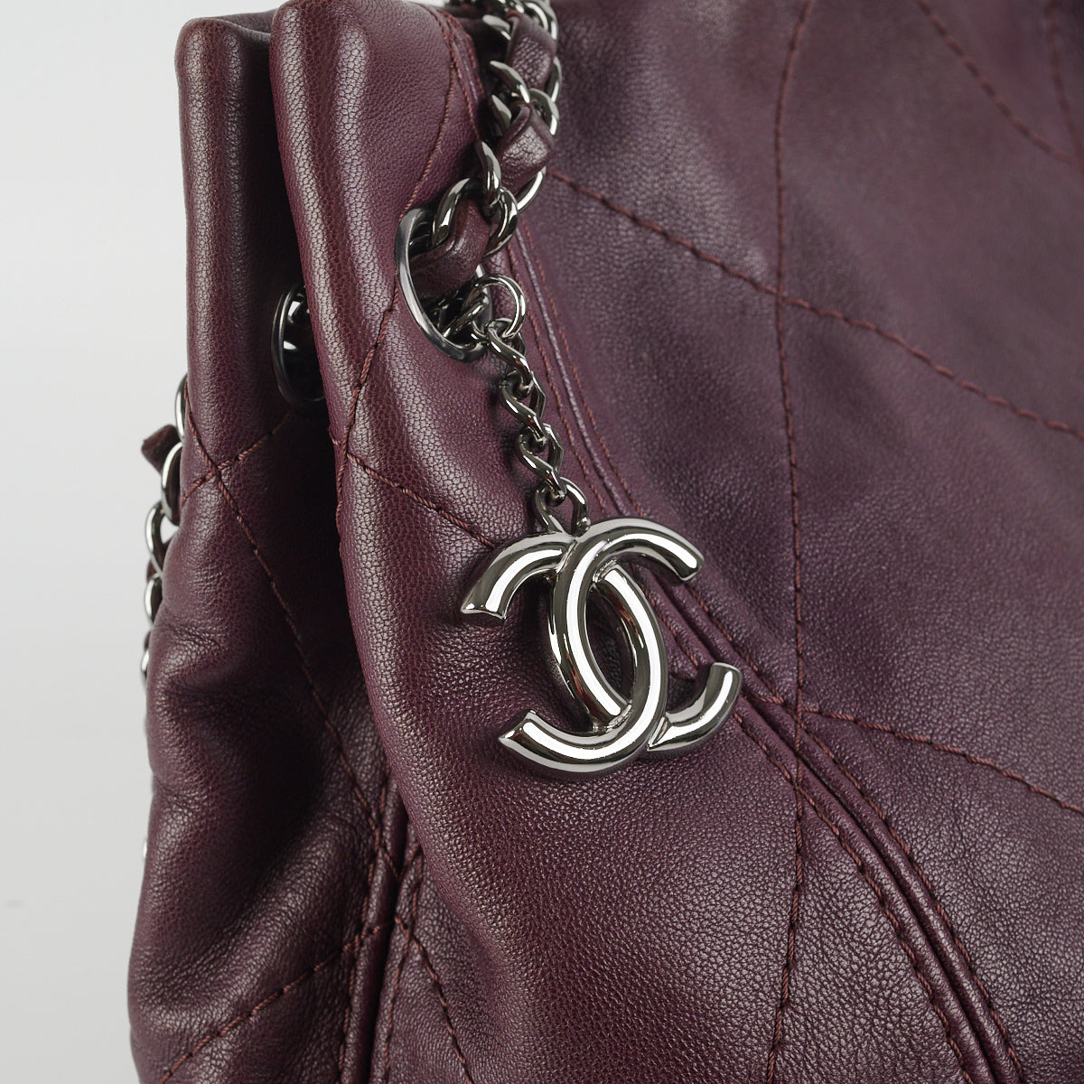 Chanel Quilted Leather Tote Bag for Women - Dark Burgundy/Purple Crossbody Handbag - Luxury Designer Purse for Work, Travel & Everyday Use