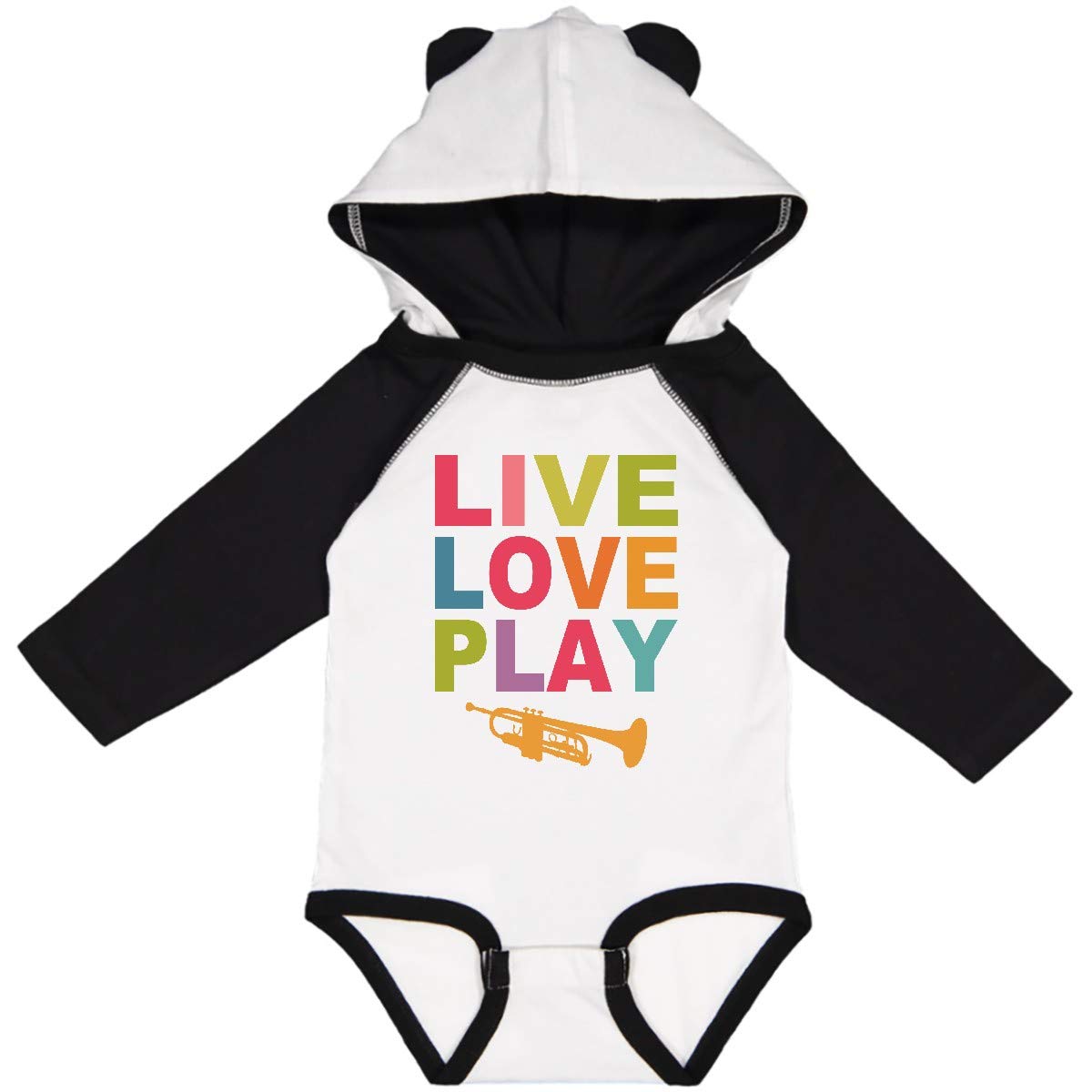 Inktastic Live Love Play The Trumpet Baby Long Sleeve Creeper - Soft Cotton Musical Theme Outfit for Newborns & Infants | Perfect for Concerts, Music Classes & Photo Shoots