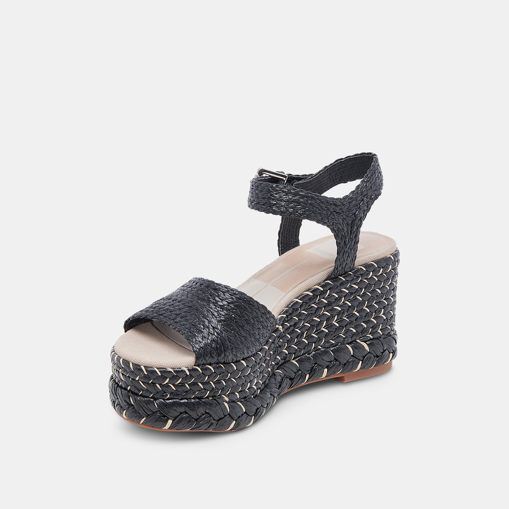 TIAGO WEDGES BLACK RAFFIA - Women's Comfortable Summer Sandals with Cushioned Footbed | Perfect for Beach, Vacation, and Casual Outings