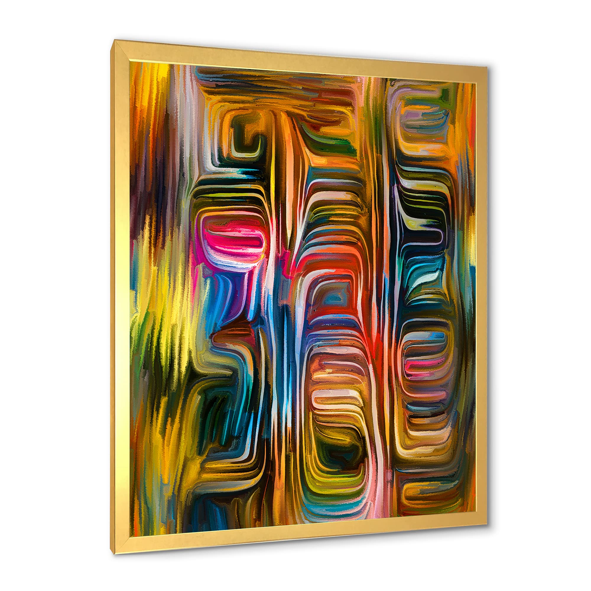 DesignQ Colour Fusion II Modern Framed Wall Art - Abstract Canvas Painting for Living Room, Bedroom & Office Decor