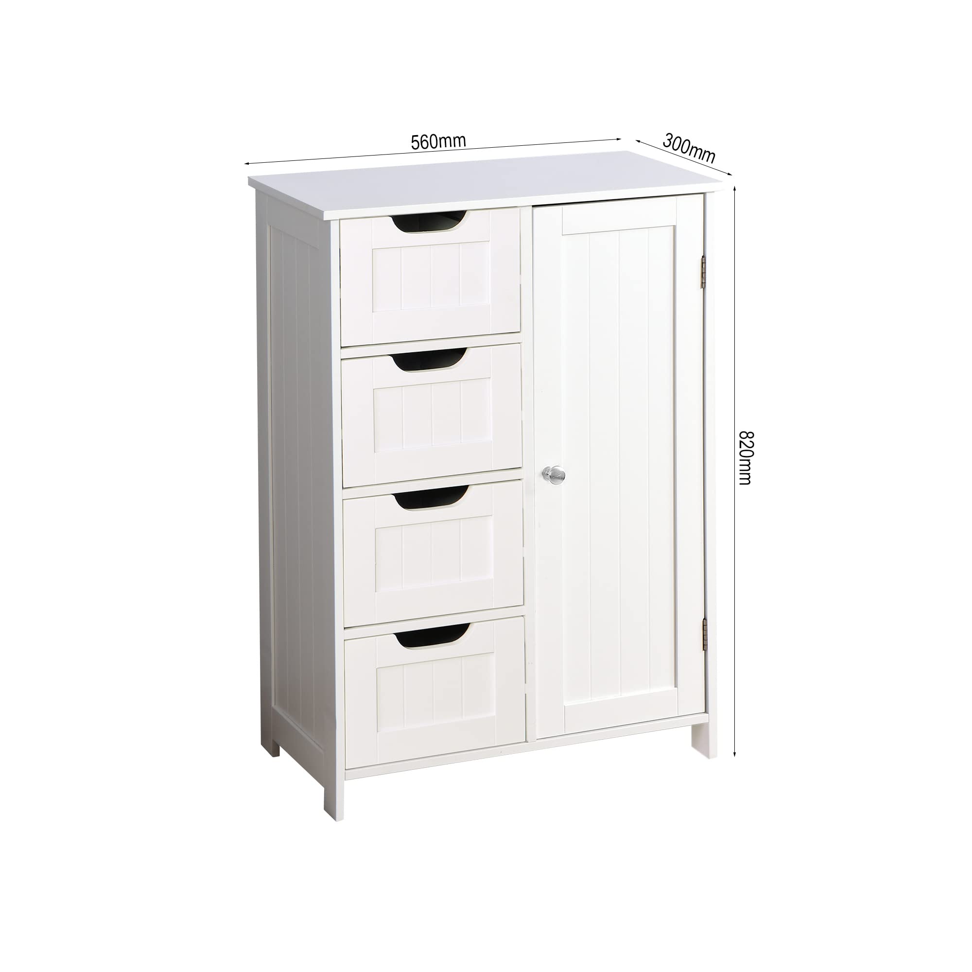 Wooden Bathroom Cabinet with 4 Drawers - Storage Organizer for Bathroom & Home Decor