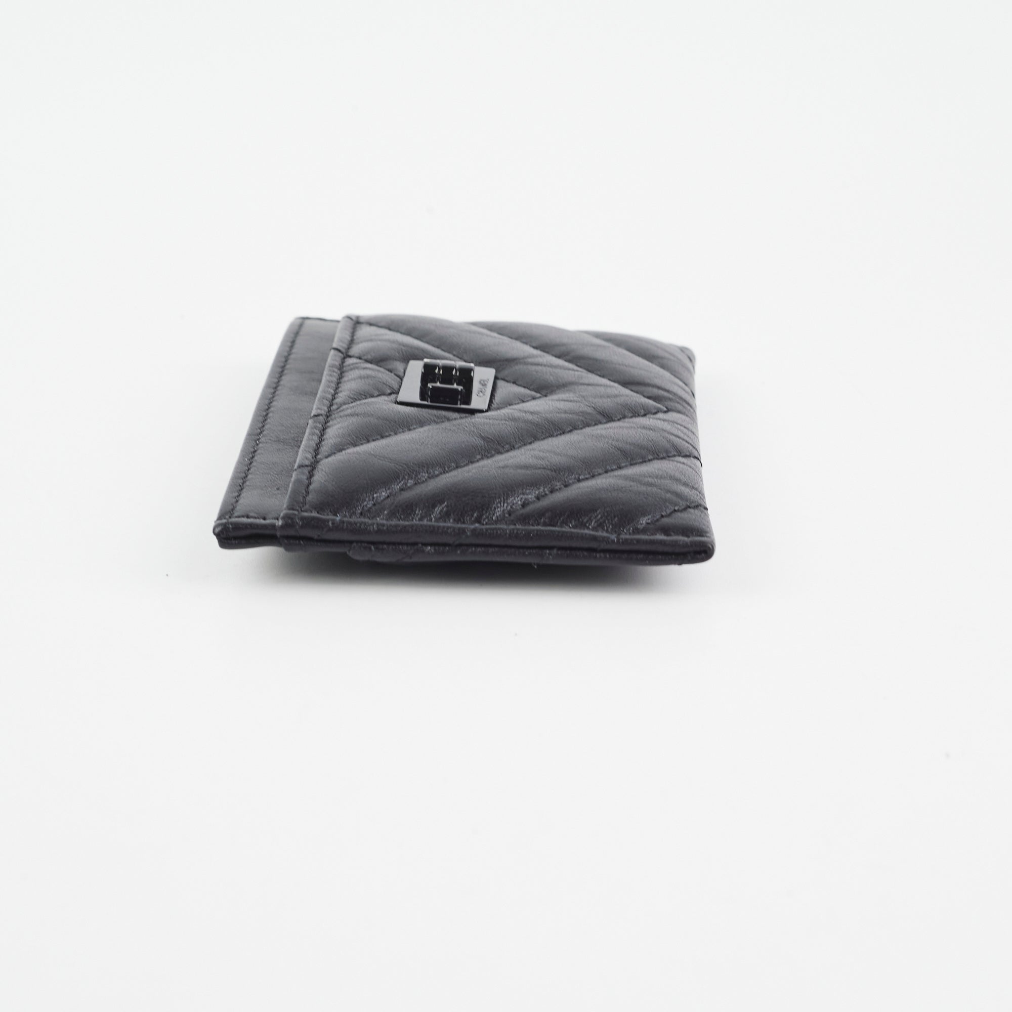 Chanel Reissue 2.55 Black Leather Card Holder Wallet for Women - Perfect for Everyday Use, Travel & Gift Giving