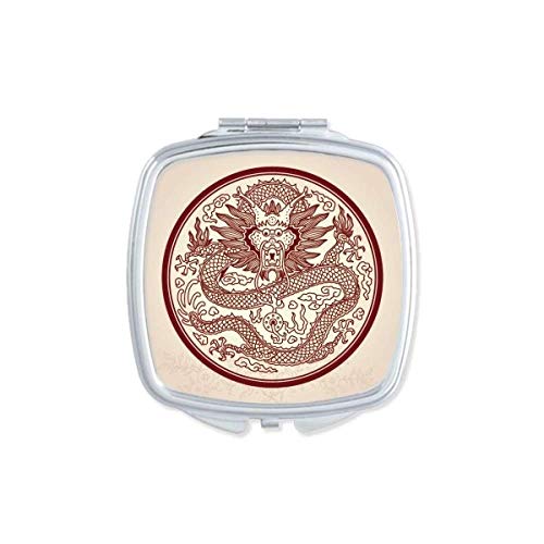 DIYthinker Chinese Dragon Animal Circle Portrait Mirror - Portable Compact Pocket Makeup Mirror with Double Sided Glass for Travel, Home Vanity & Handbag Essentials