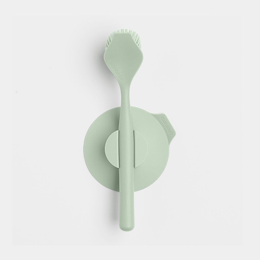 Eco-Friendly Dish Brush with Suction Cup Holder - Jade Color | Durable Kitchen Cleaning Tool for Sinks, Countertops & Dishes | Perfect for Home, RV & Camping Use