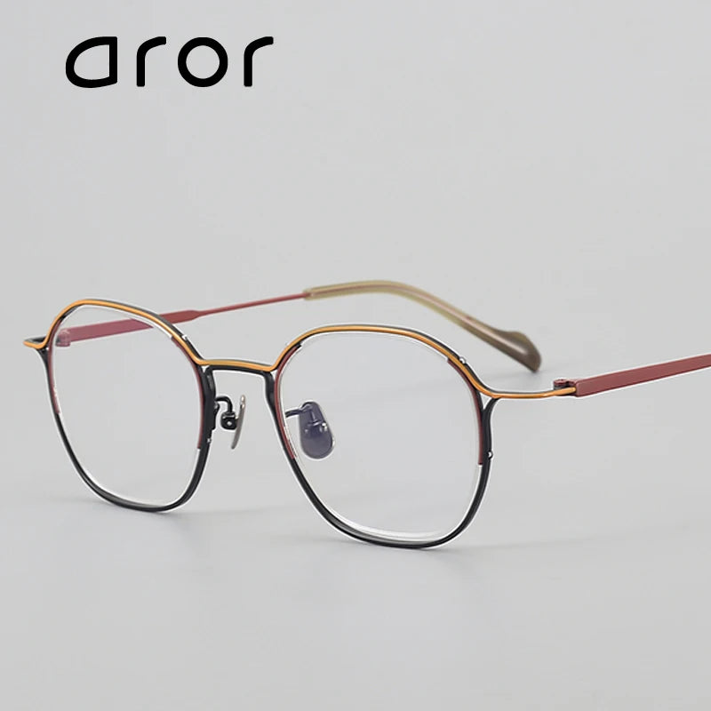 Aror Unisex Full Rim Flat Top Square Titanium Eyeglasses Frame 24091 - Lightweight Durable Glasses for Work, Reading & Fashion