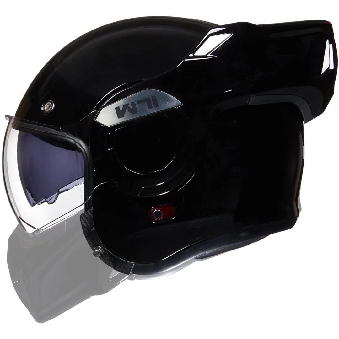 Vintage Full Face Modular Motorcycle Helmet for Men & Women - DOT Approved ATV UTV Snowmobile Helmet with 180° Reversible Chin Guard - Model B707 (Gloss Black, Large) - Perfect for Cruising, Off-Road Adventures & Winter Riding