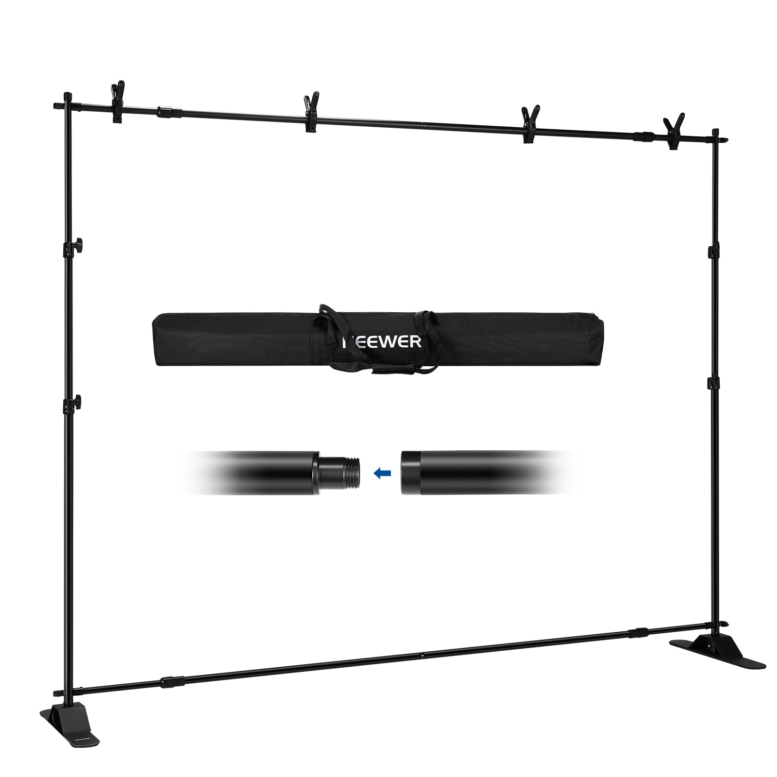 NEEWER NK ST300 10 x 8ft Backdrop Stand - Heavy Duty Photography Background Support System for Studio, Portrait & Video Shooting - Perfect for Events, Weddings, YouTube & TikTok Content Creation
