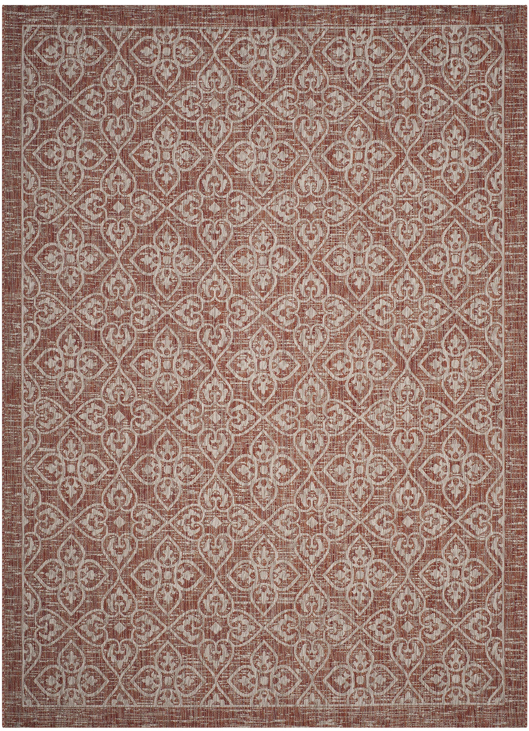 SAFAVIEH Courtyard Collection 8' x 11' Rust & Light Grey Indoor Outdoor Waterproof Rug - Easy Clean Area Carpet for Patio, Backyard, Mudroom, Deck & Poolside