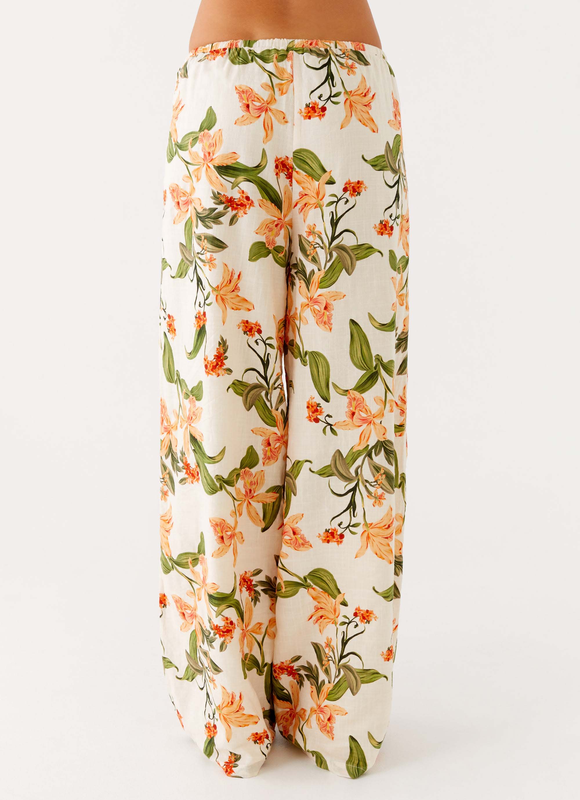 Dalida Women's Floral Print Linen Pants - Comfortable Summer Casual Pants for Beach, Vacation & Lounge Wear