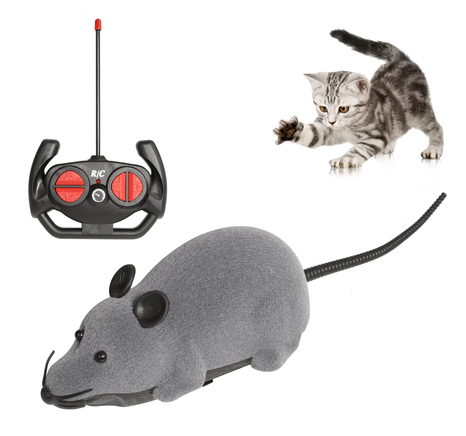 Interactive Wireless RC Mouse Cat Toy - niCWhite Electronic Moving Rat Pet Toy for Chase & Exercise, Great for Indoor Play & Stimulation (Grey)