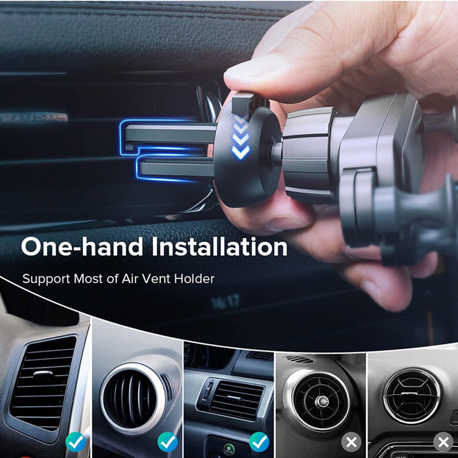Universal Car Phone Holder Mount - Adjustable Gravity Phone Stand for iPhone, Samsung, Huawei, Xiaomi, Redmi & LG - Secure Smartphone GPS Car Mount for Hands-Free Driving & Navigation
