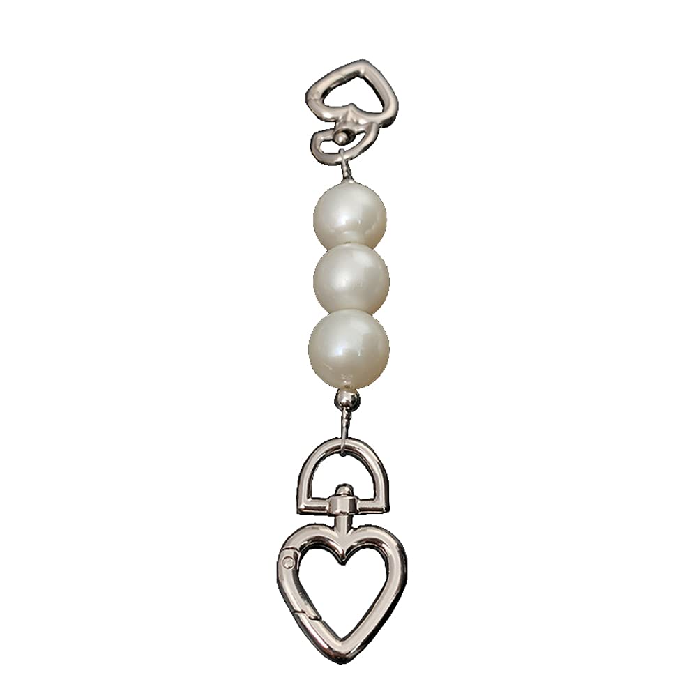1 Piece Silver-Tone Heart Shaped Buckle Imitation Pearl Chain Strap Extender - Adjustable Purse Shoulder Bag Crossbody Handbag Accessory for Women's Fashion & Everyday Use