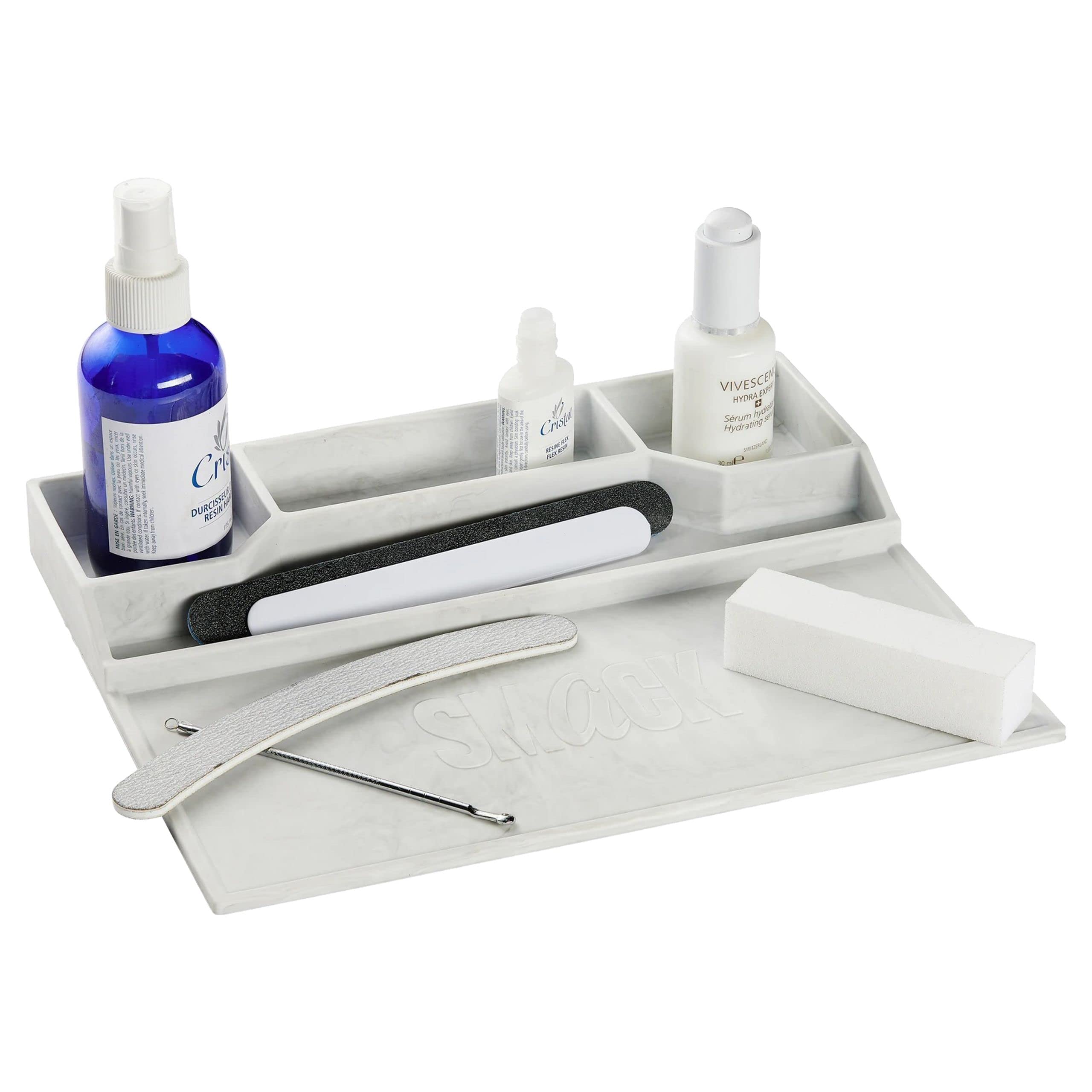 Marble Makeup Organizer Tray - Beauty Products & Tools Storage for Vanity, Bathroom, and Travel - Keep Essentials Neat & Within Reach