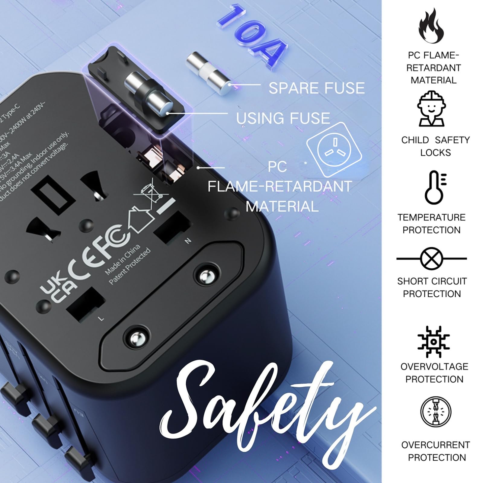 Universal Travel Adapter with 2 USB-C & 2 USB-A Ports - Perfect Gift for Couples, Girlfriend, Boyfriend, Wife, Husband - Funny White Elephant Get Well Soon Gifts for Mom, Men, Teens & Adults - Ideal for Travel, Home, Office & Daily Charging Needs
